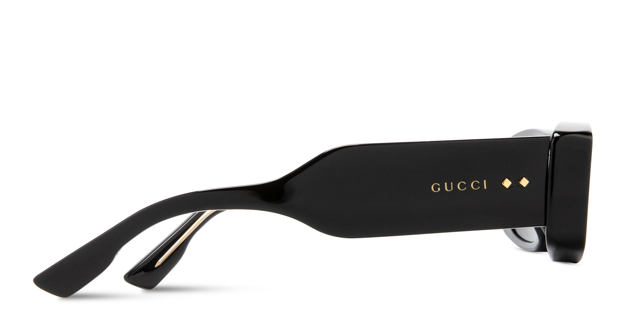 Shop GUCCI Rivets Rectangle Sunglasses in Black online.