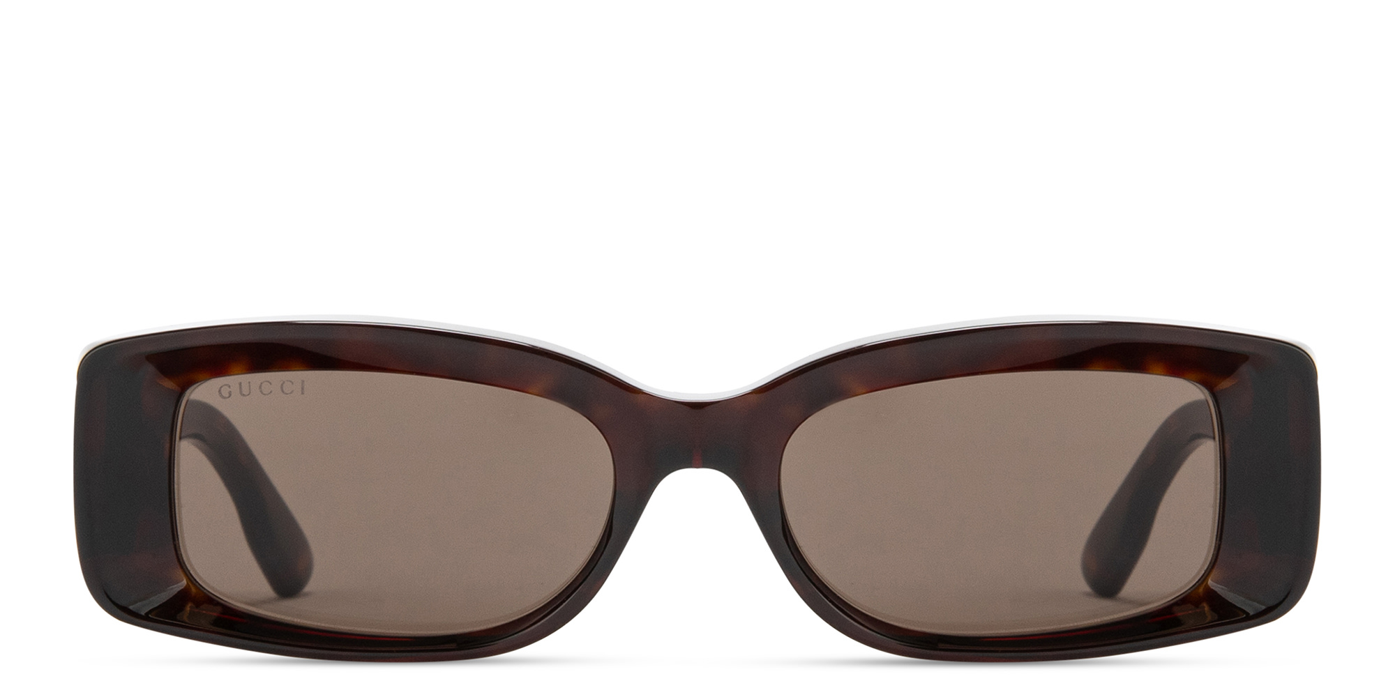 Shop GUCCI Rivets Rectangle Sunglasses in Havana online.