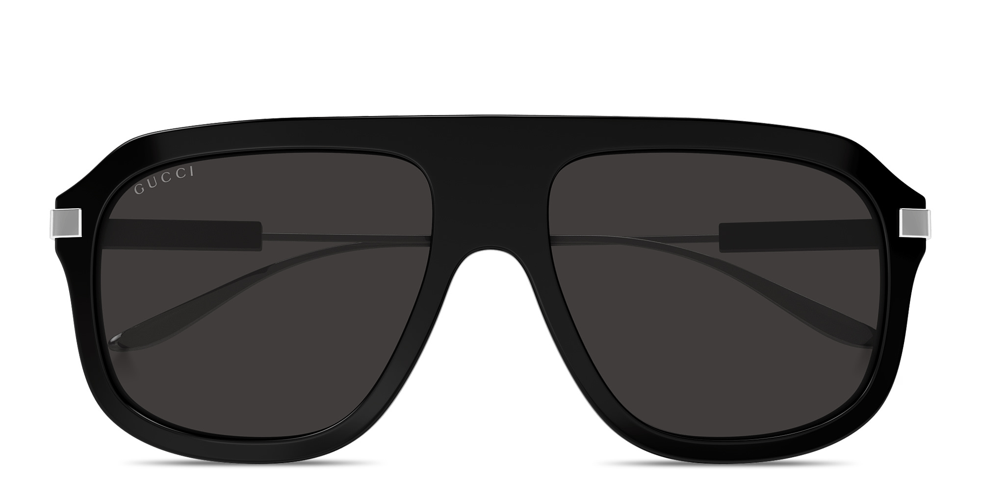 Shop GUCCI Web Stripe Pilot Sunglasses in Black online.