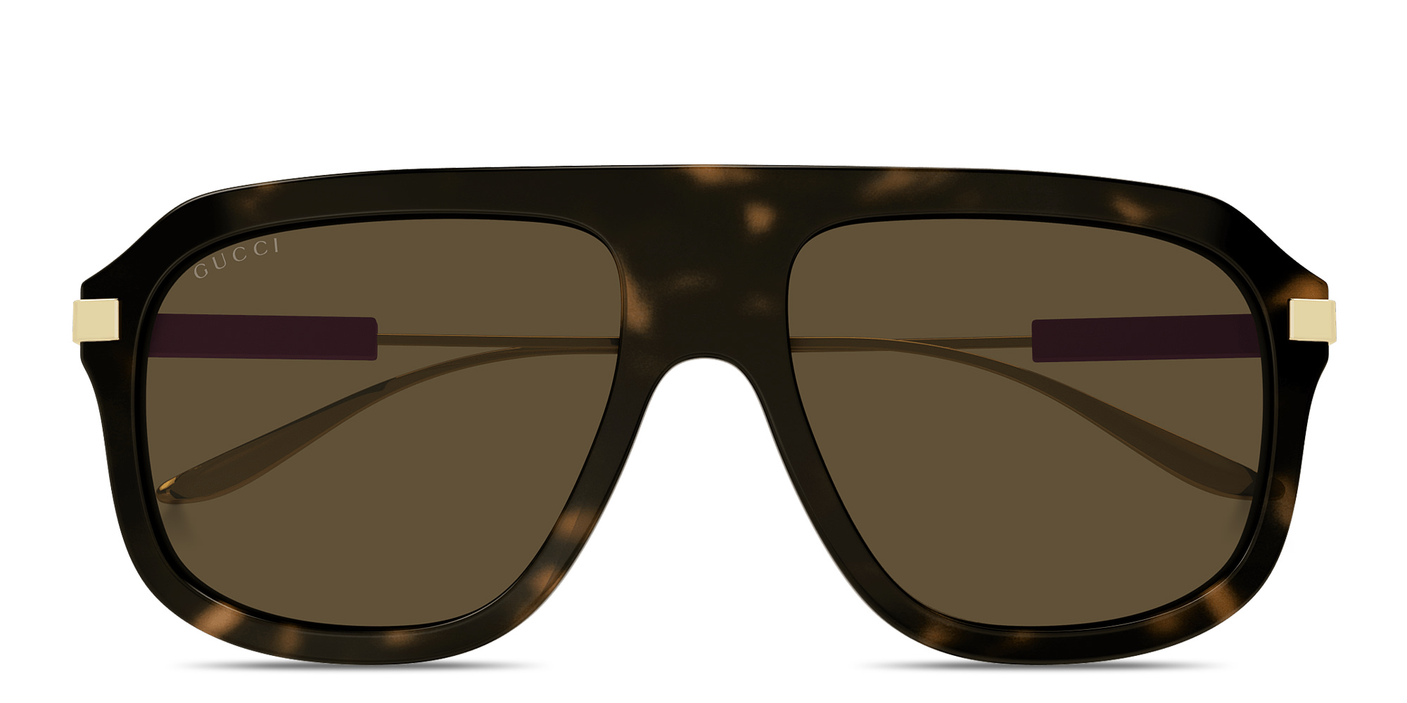 Shop GUCCI Web Stripe Pilot Sunglasses in Havana online.