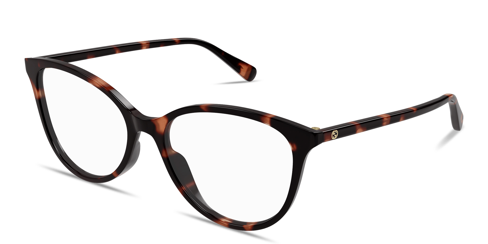 Shop GUCCI GG Logo Cat-Eye Eyeglasses in Dark Havana online.