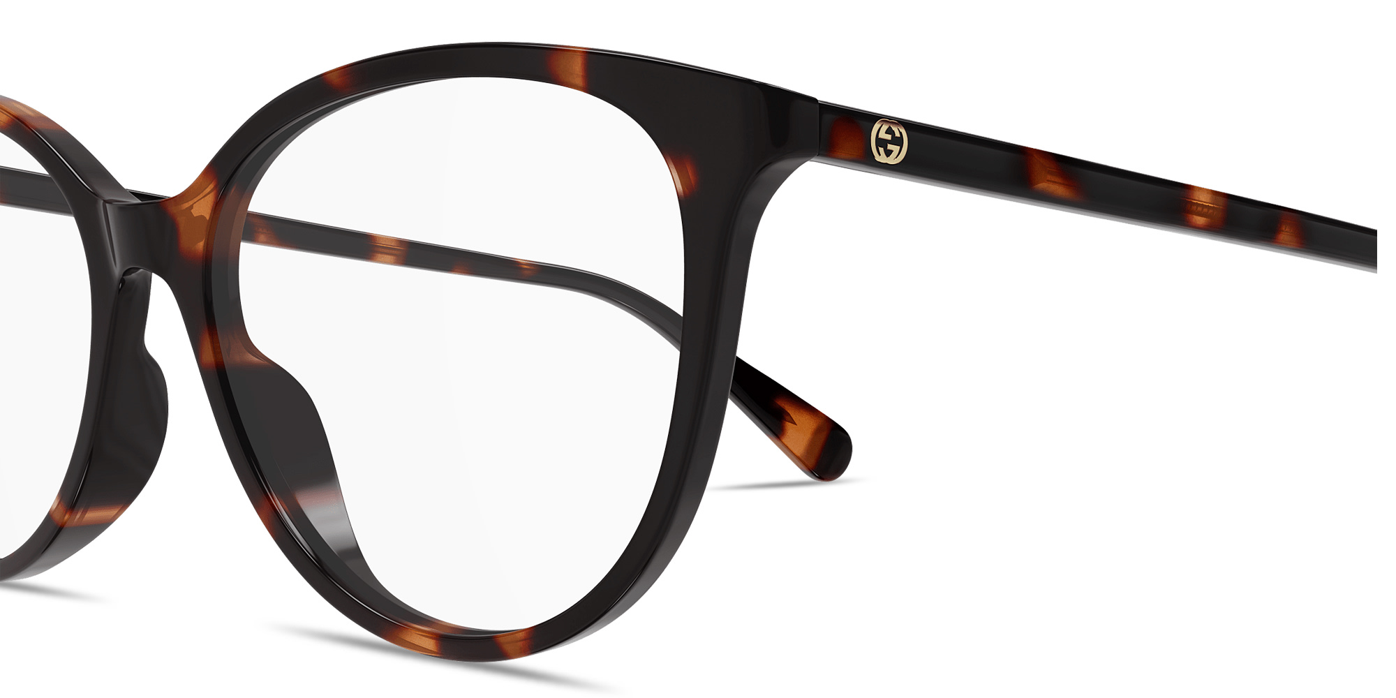 Shop GUCCI GG Logo Cat-Eye Eyeglasses in Dark Havana online.