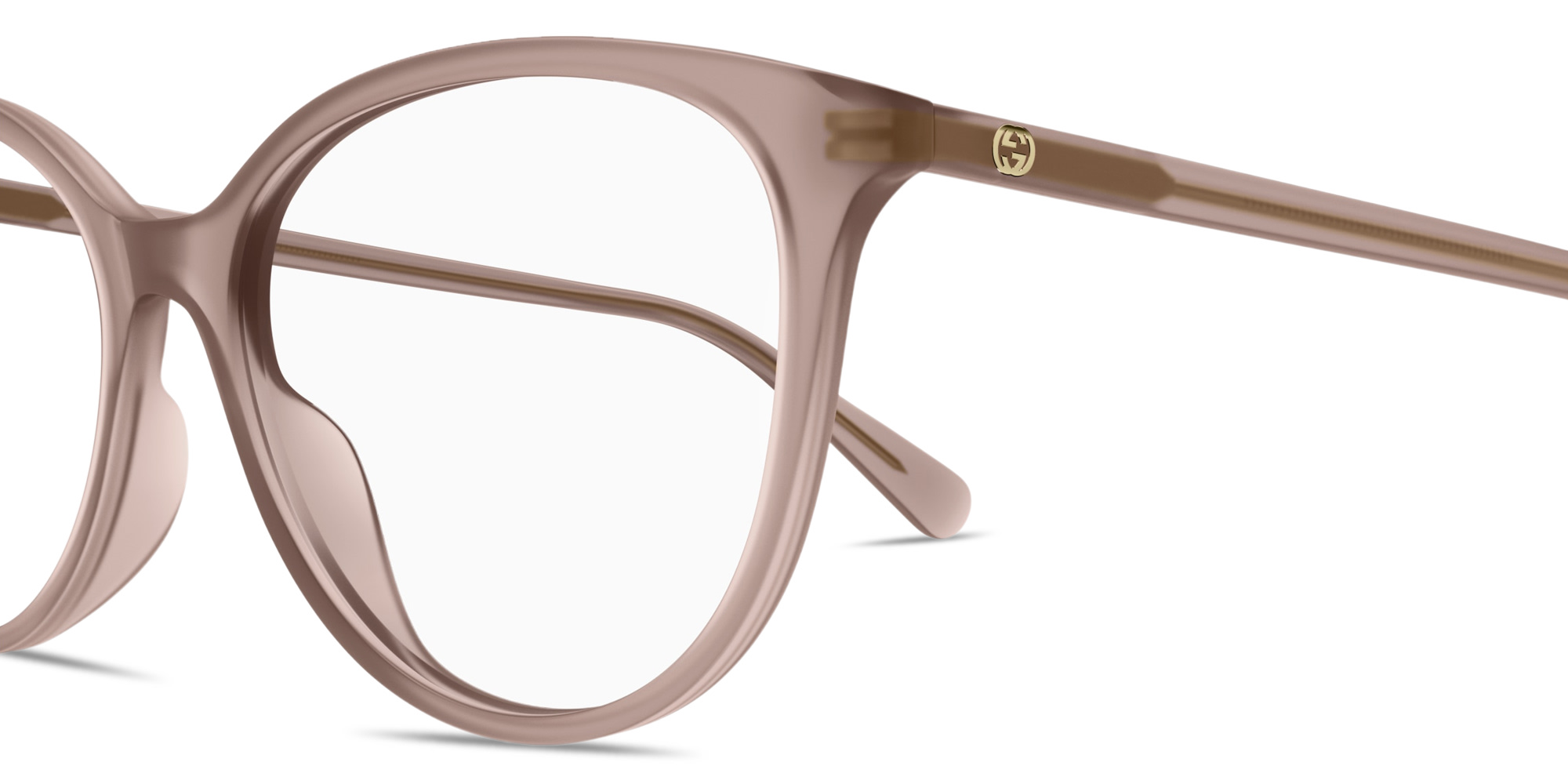 Shop GUCCI GG Logo Cat-Eye Eyeglasses in Pink online.