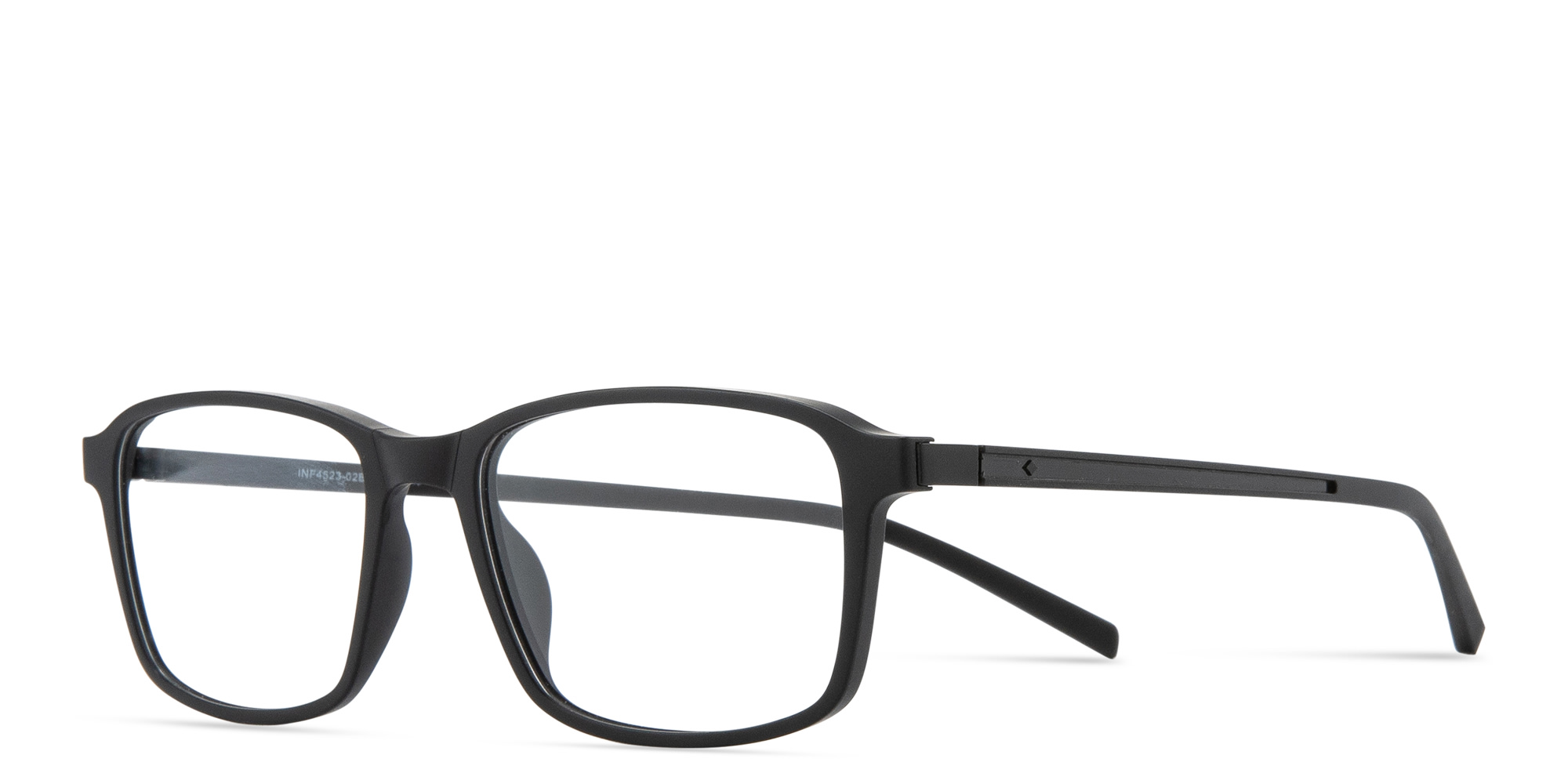 Shop SPIN ON8 Wide Rectangle Eyeglasses in Black online.
