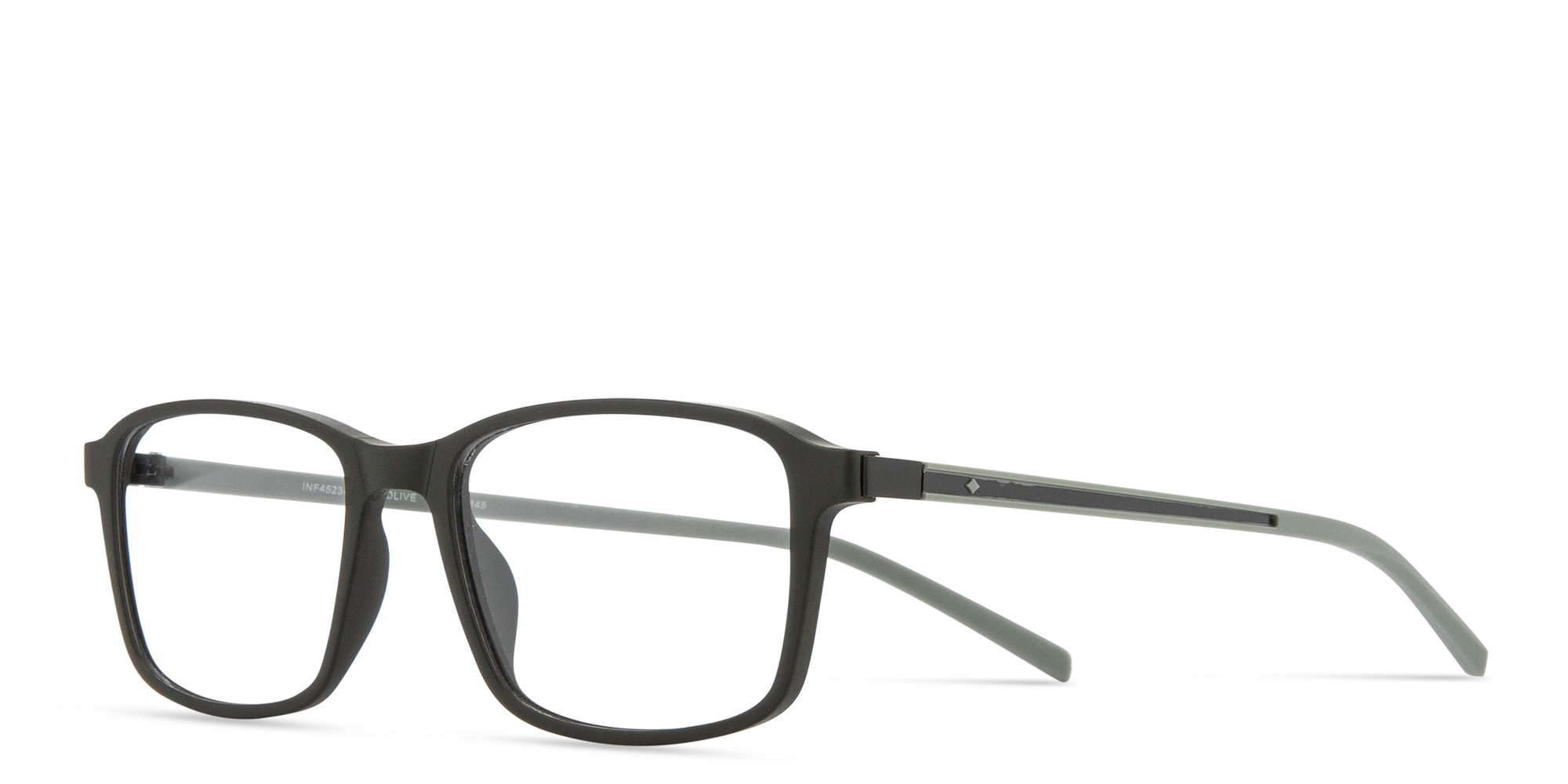 Shop SPIN ON8 Wide Rectangle Eyeglasses in Green online.