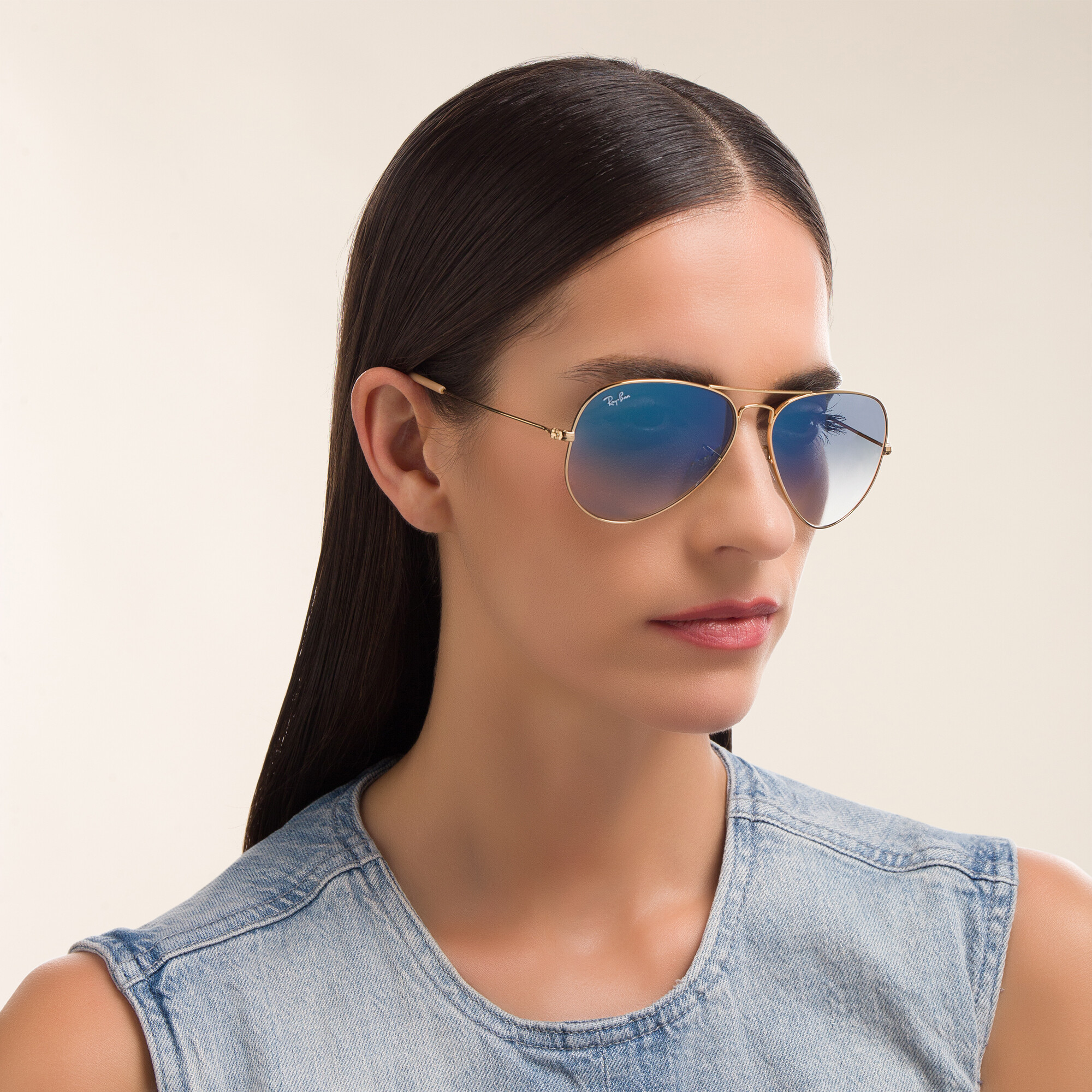 Shop Ray-Ban Unisex Pilot Sunglasses in Metal in Gold online.