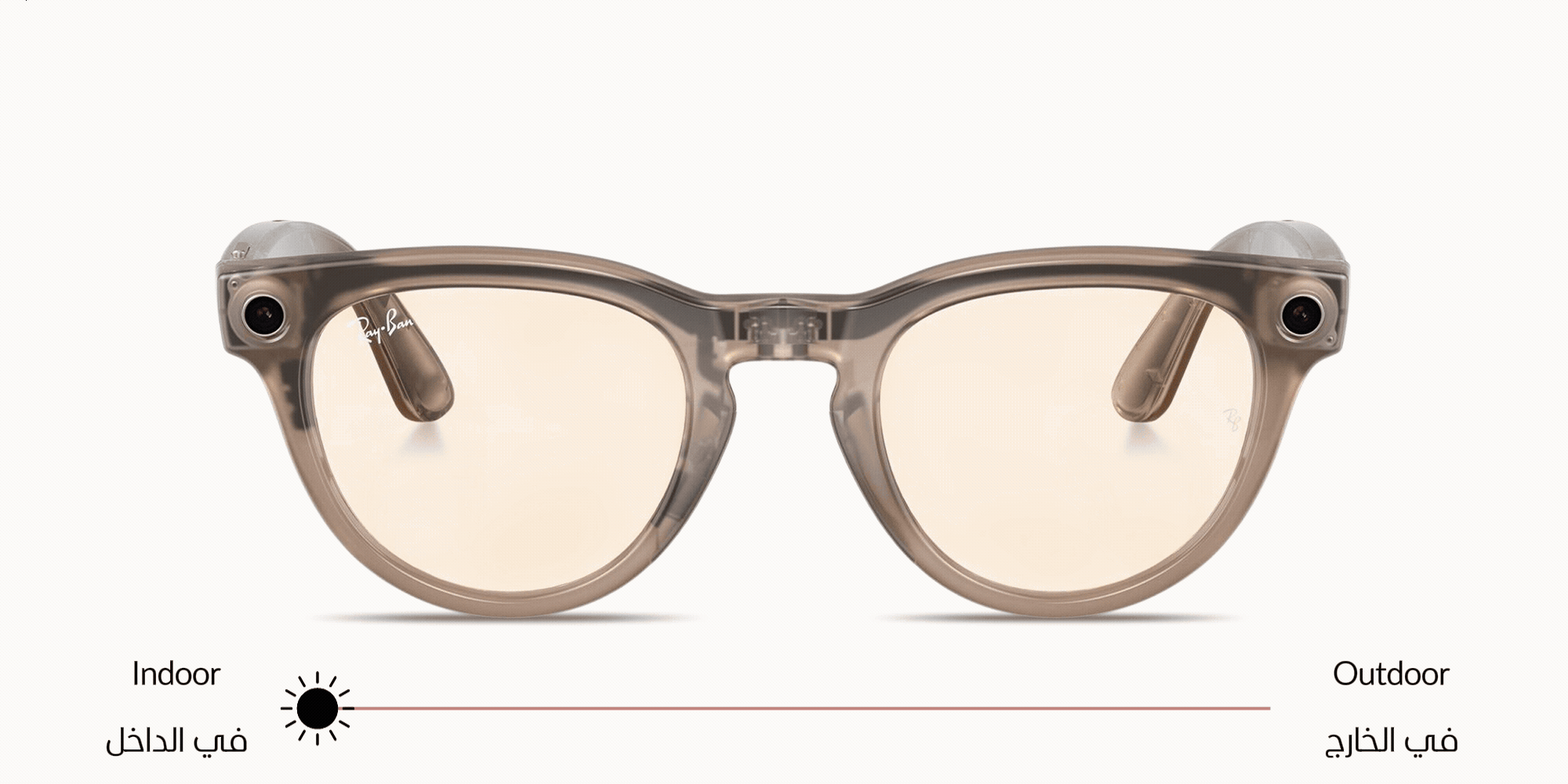 Ray-Ban Meta Headliner Unisex Panthos Sunglasses in Shiny Warm Stone – Product Photo 1