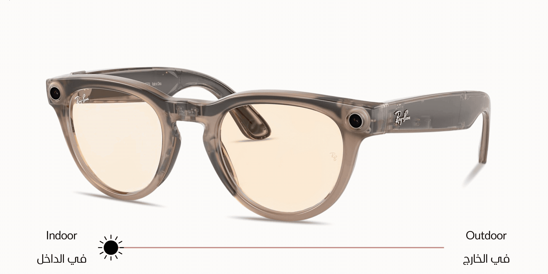 Ray-Ban Meta Headliner Unisex Panthos Sunglasses in Shiny Warm Stone – Product Photo 2