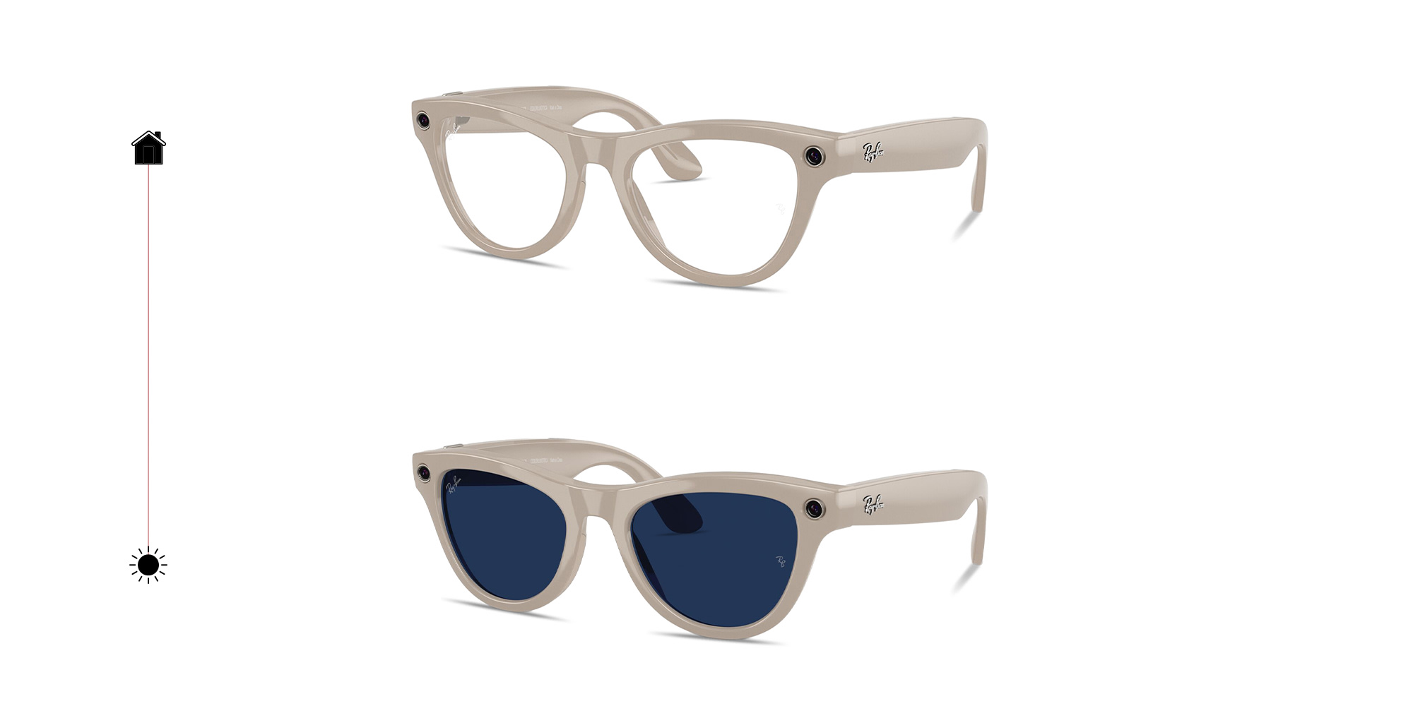 Shop Ray-Ban Meta Skyler Unisex Cat-Eye Sunglasses in Shiny Chalky Gray online.