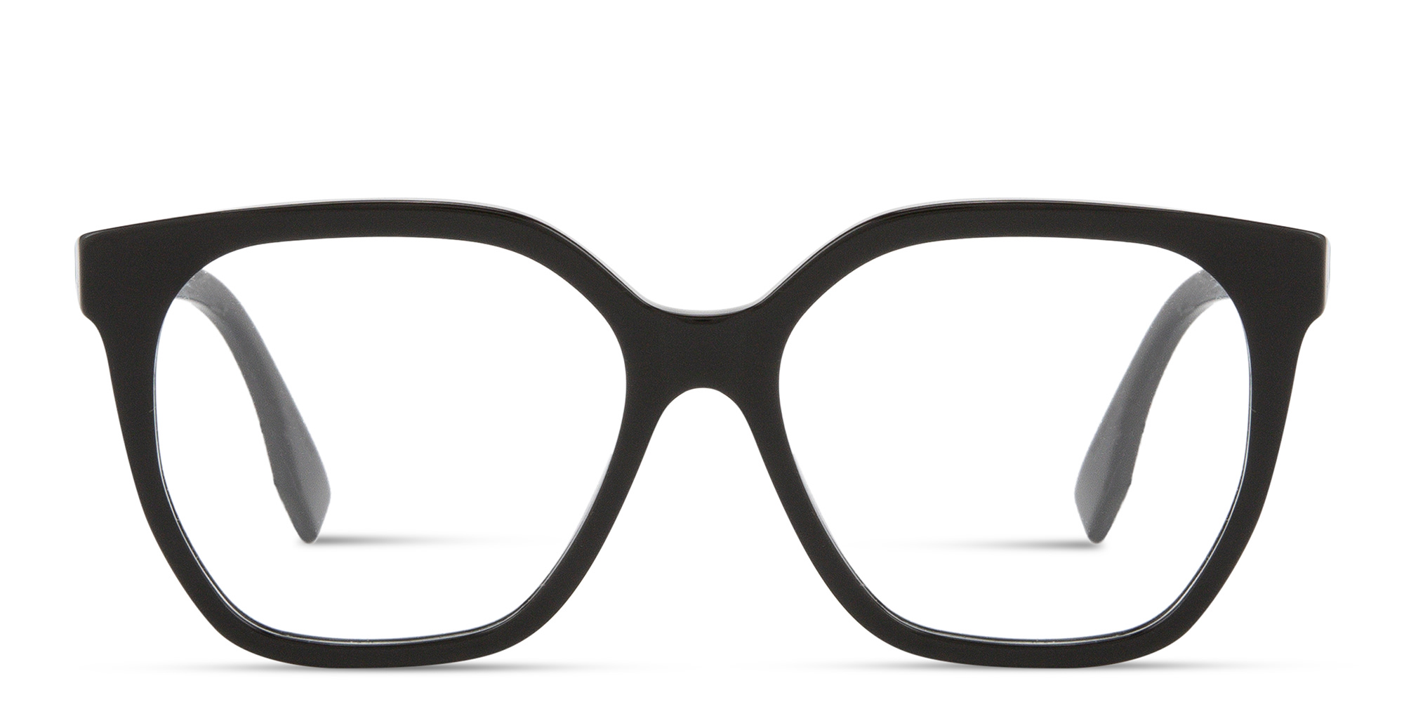 Shop FENDI Fendi Lettering Irregular Eyeglasses in Black online.