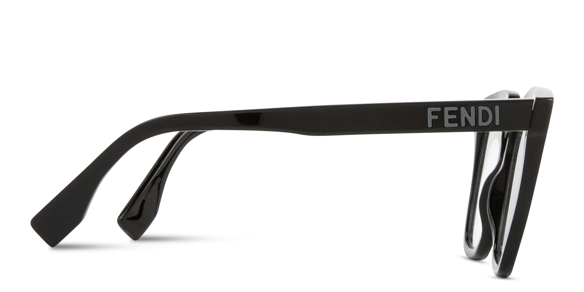 Shop FENDI Fendi Lettering Irregular Eyeglasses in Black online.