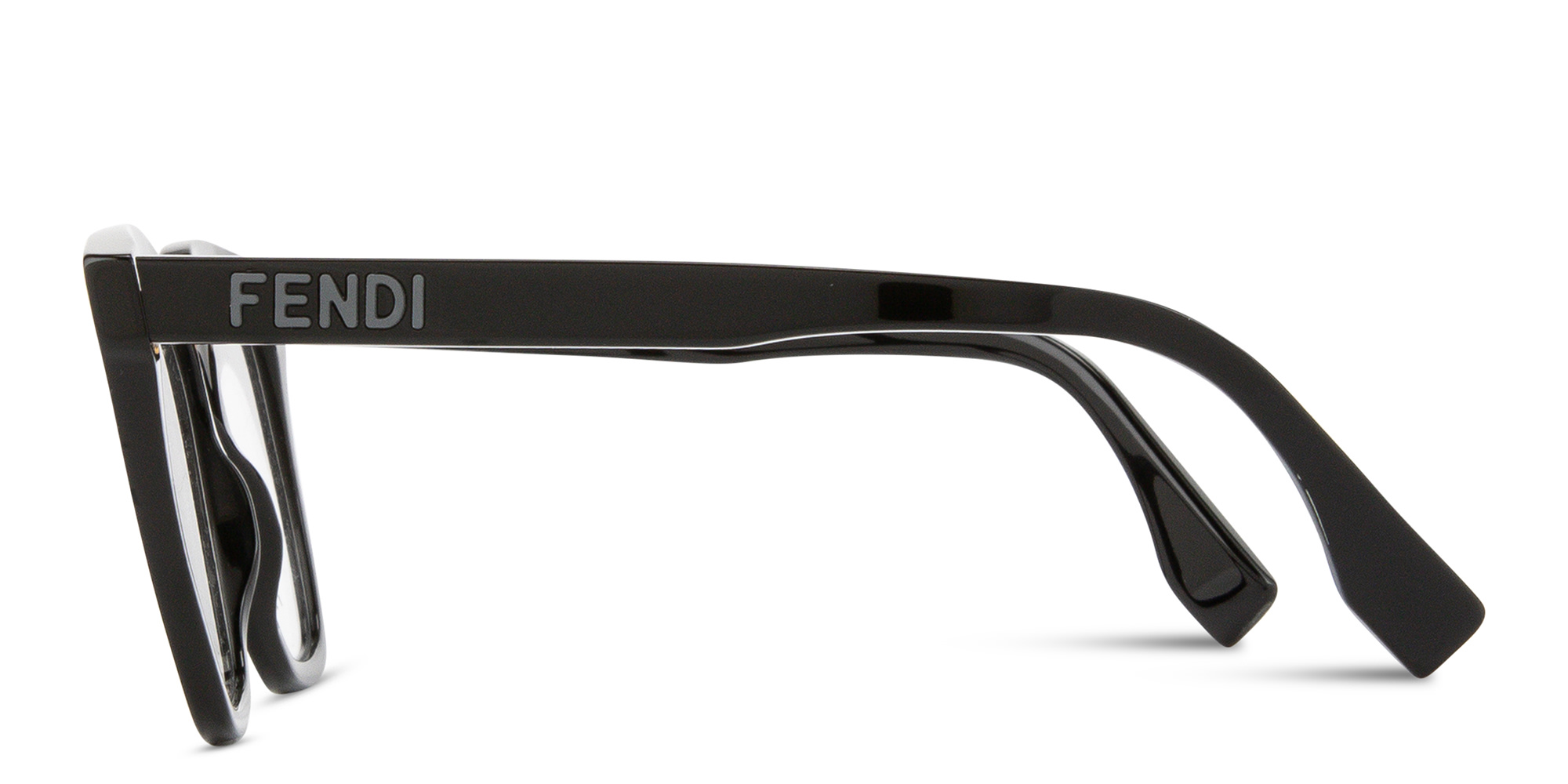 Shop FENDI Fendi Lettering Irregular Eyeglasses in Black online.