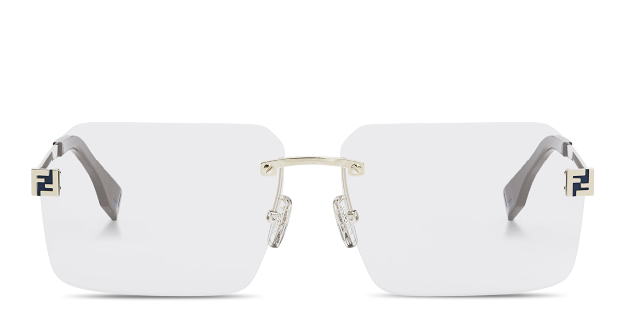 Shop FENDI Sky Rimless Wide Irregular Eyeglasses in Gold online.