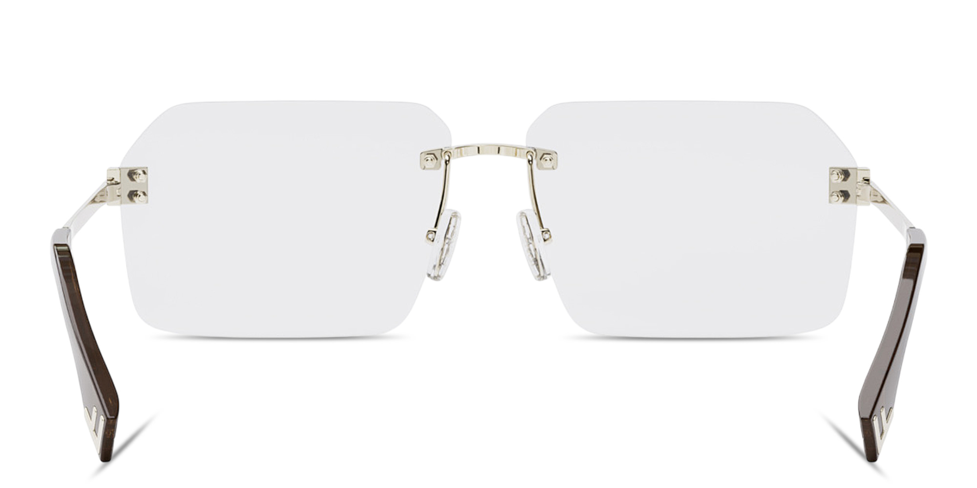 Shop FENDI Sky Rimless Wide Irregular Eyeglasses in Gold online.