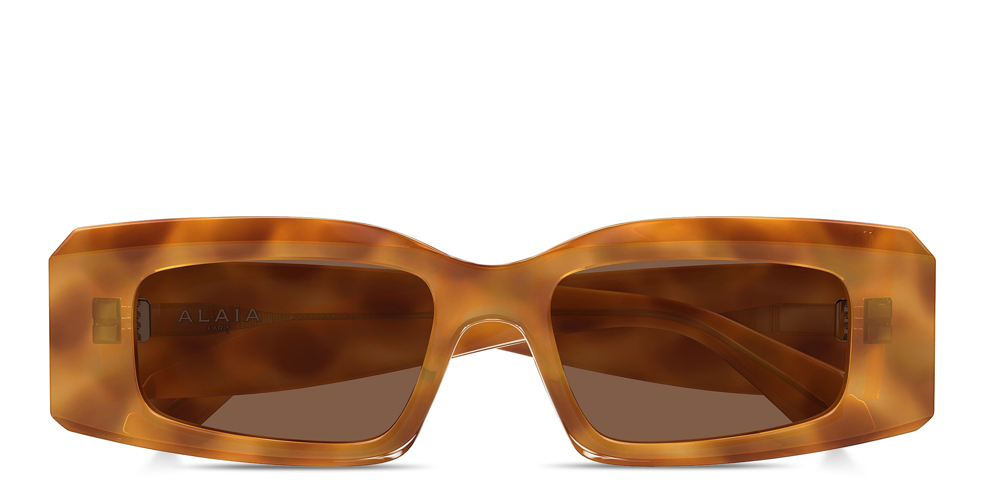 Shop ALAIA Lettering Irregular Sunglasses in Havana online.