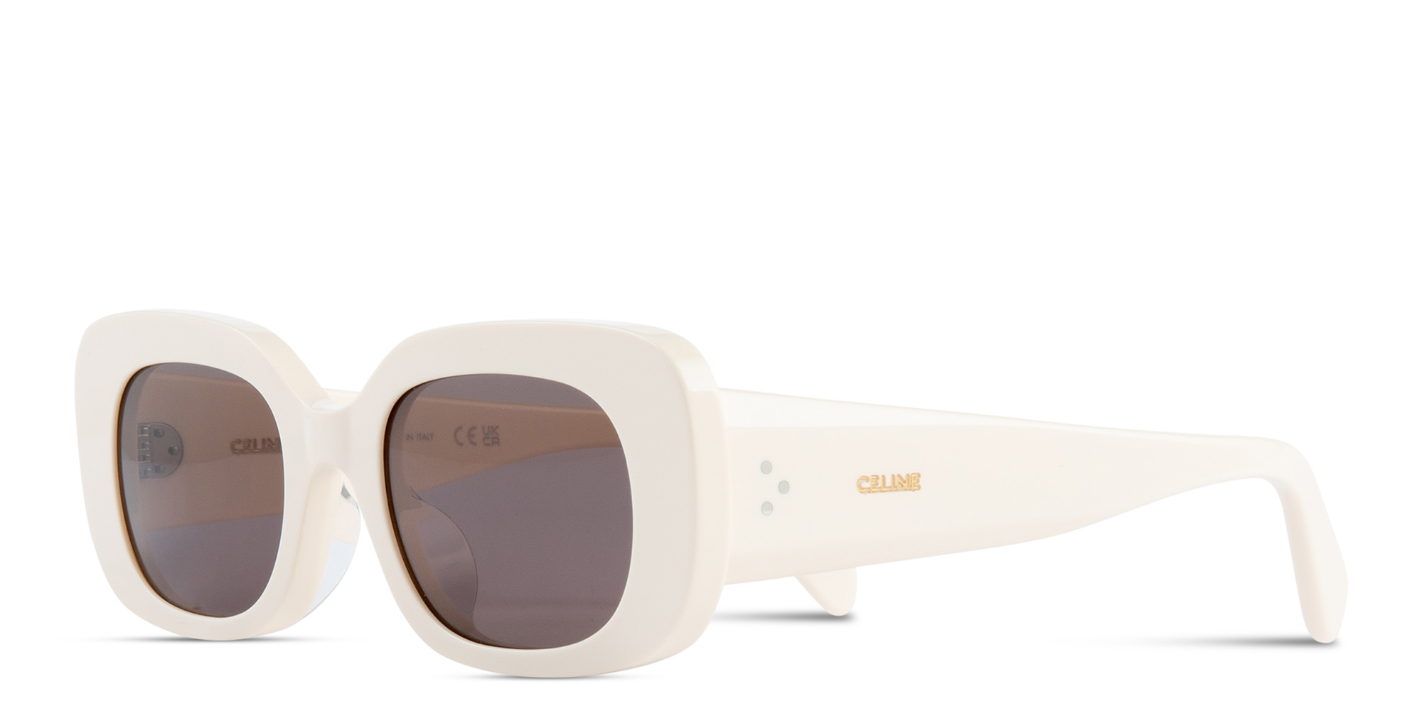 Shop CELINE CELINE 3 Dots Rectangle Sunglasses in White online.