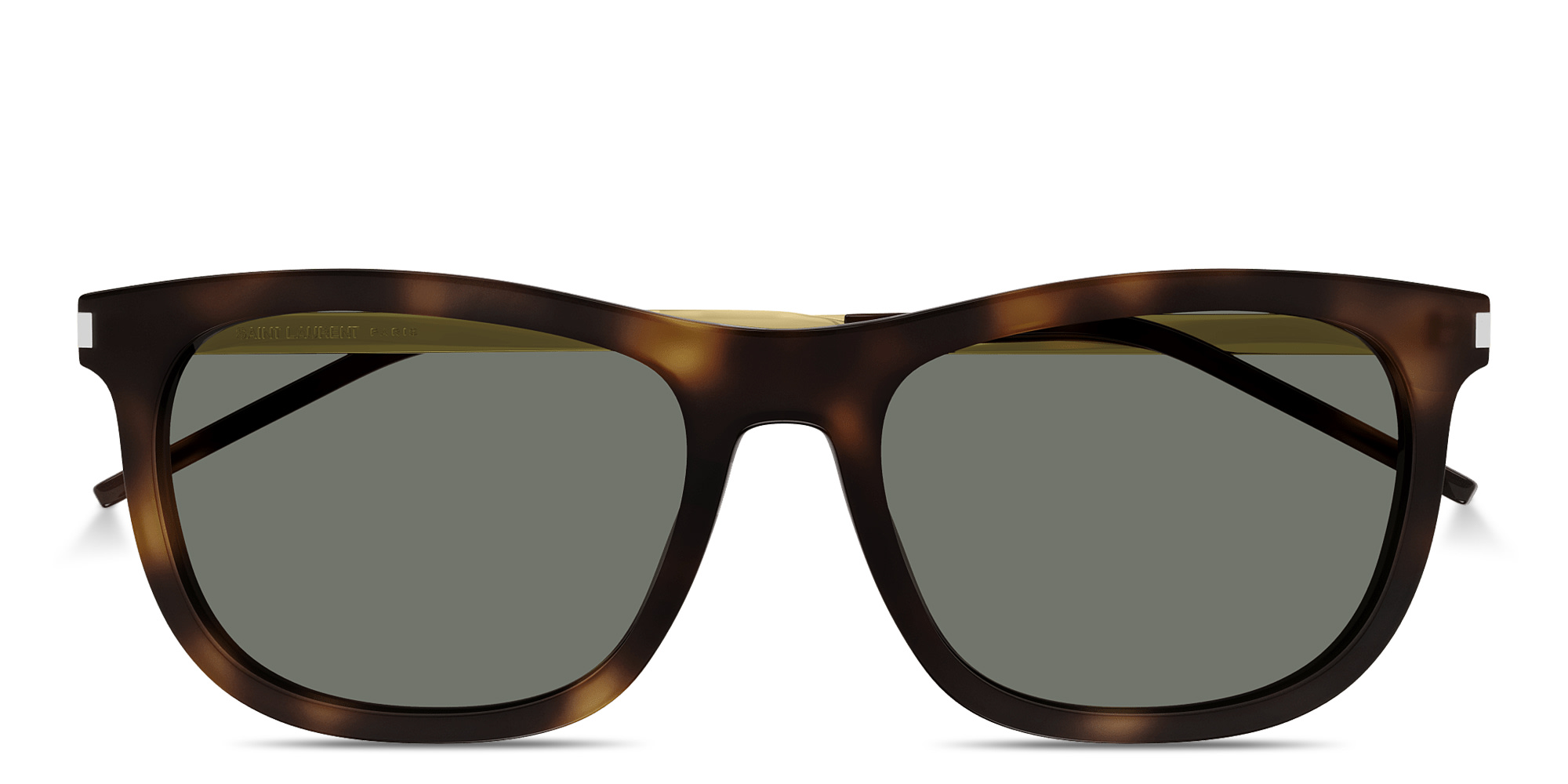Shop SAINT LAURENT Engraved Logo Round Eyeglasses in Havana online.