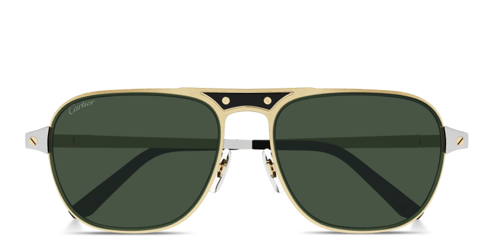Cartier Santos de Cartier Rectangle Sunglasses in Gold Black – Product Photo 1