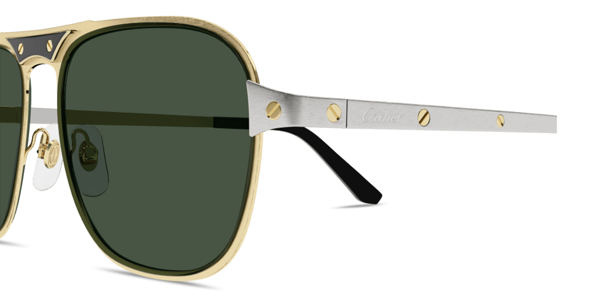 Cartier Santos de Cartier Rectangle Sunglasses in Gold Black – Product Photo 3