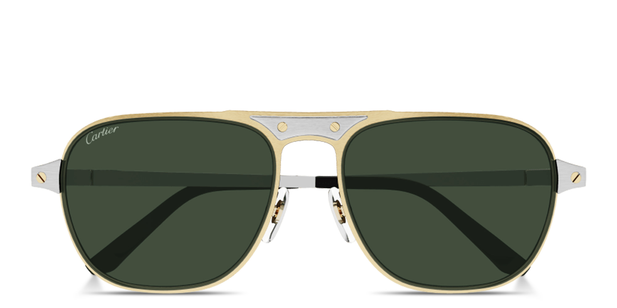 نظارات شمسية سانتوس دو كارتييه بإطار مستطيل من كارتييه بلون فضي/ذهبي - صورة المنتج 1