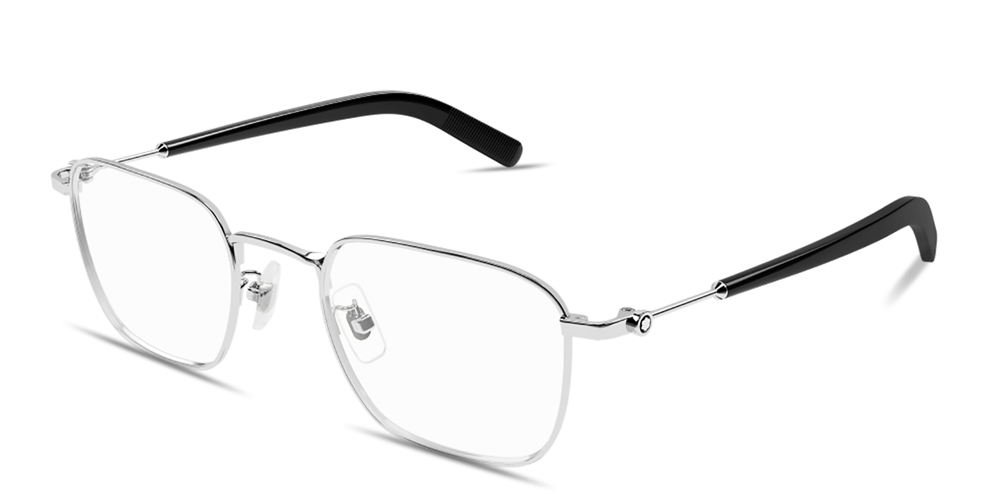 Shop MONTBLANC Snowcap Square Eyeglasses in Silver online.