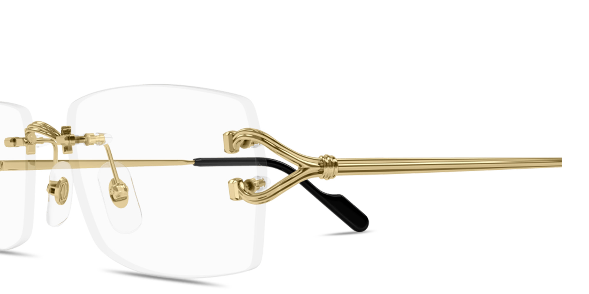 Shop Cartier Signature C de Cartier Wide Rimless Rectangle Eyeglasses in Gold online.