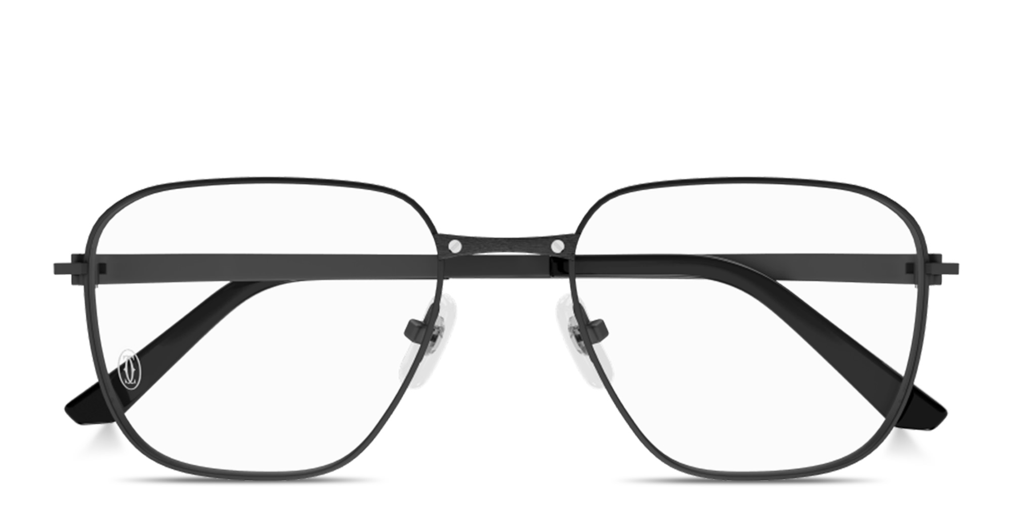 Shop Cartier Santos de Cartier Irregular Eyeglasses in Black online.