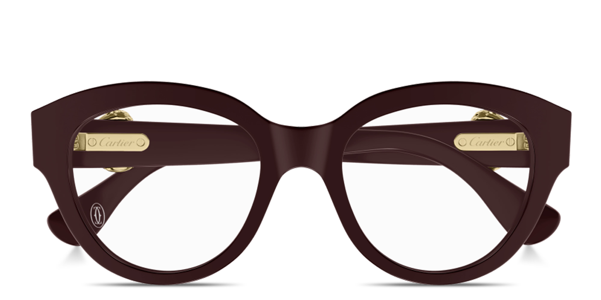 Cartier Panthère de Cartier Round Eyeglasses in Burgundy – Product Photo 1