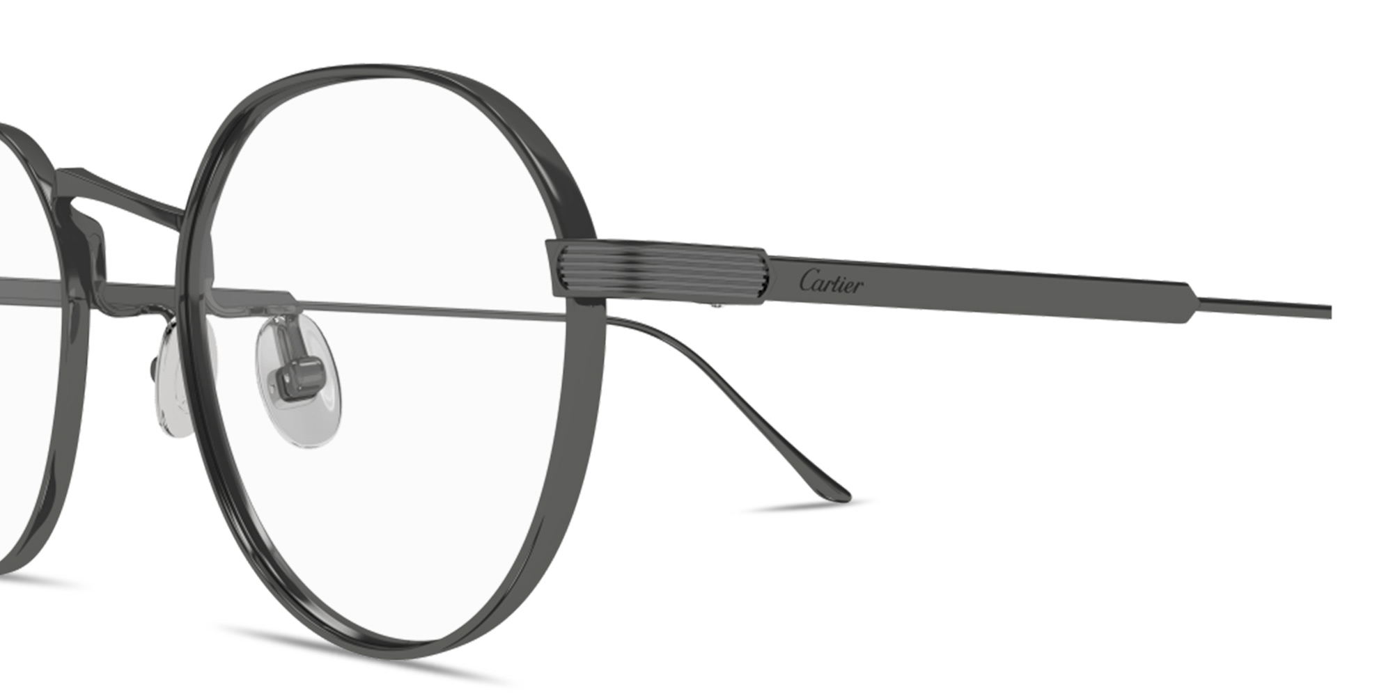 Shop Cartier Première de Cartier Unisex Panthos Eyeglasses in Ruthenium online.