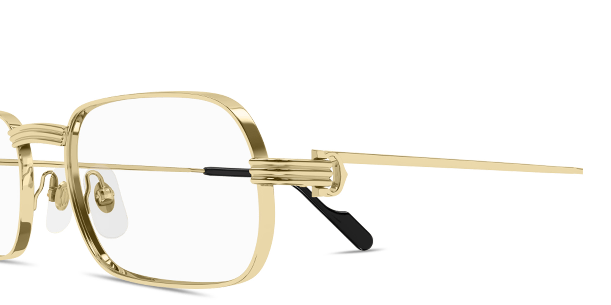 Shop Cartier Première de Cartier Wide Rectangle Eyeglasses in Gold online.