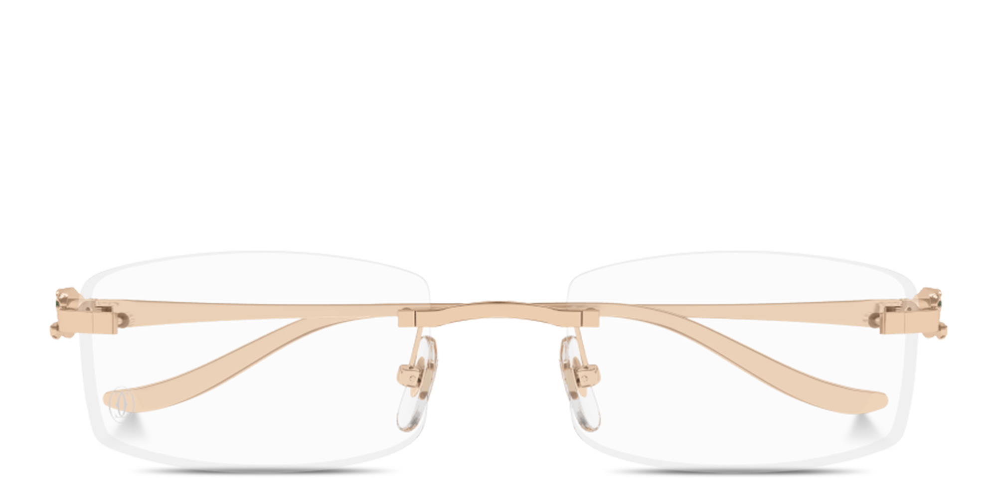 Shop Cartier Panthère de Cartier Wide Rimless Rectangle Eyeglasses in Copper online.