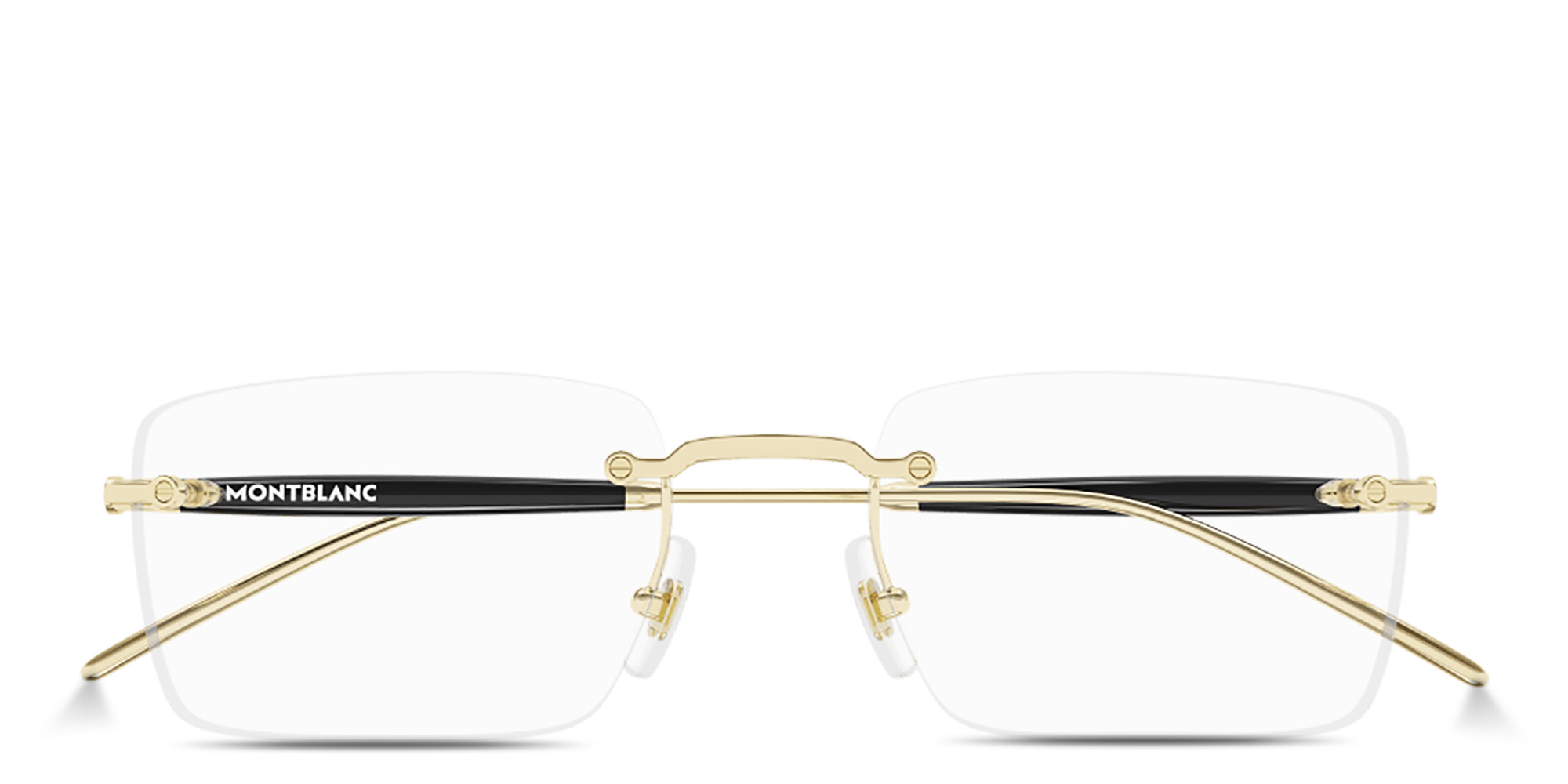 Shop MONTBLANC Snowcap Wide Rimless Rectangle Eyeglasses in Gold online.