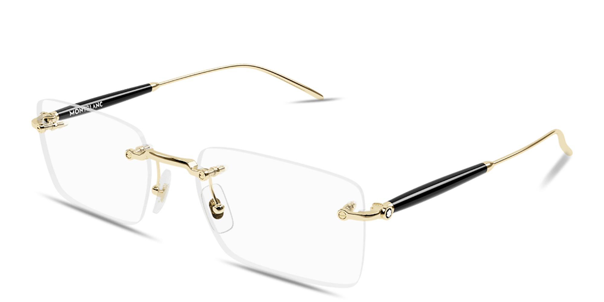 Shop MONTBLANC Snowcap Wide Rimless Rectangle Eyeglasses in Gold online.