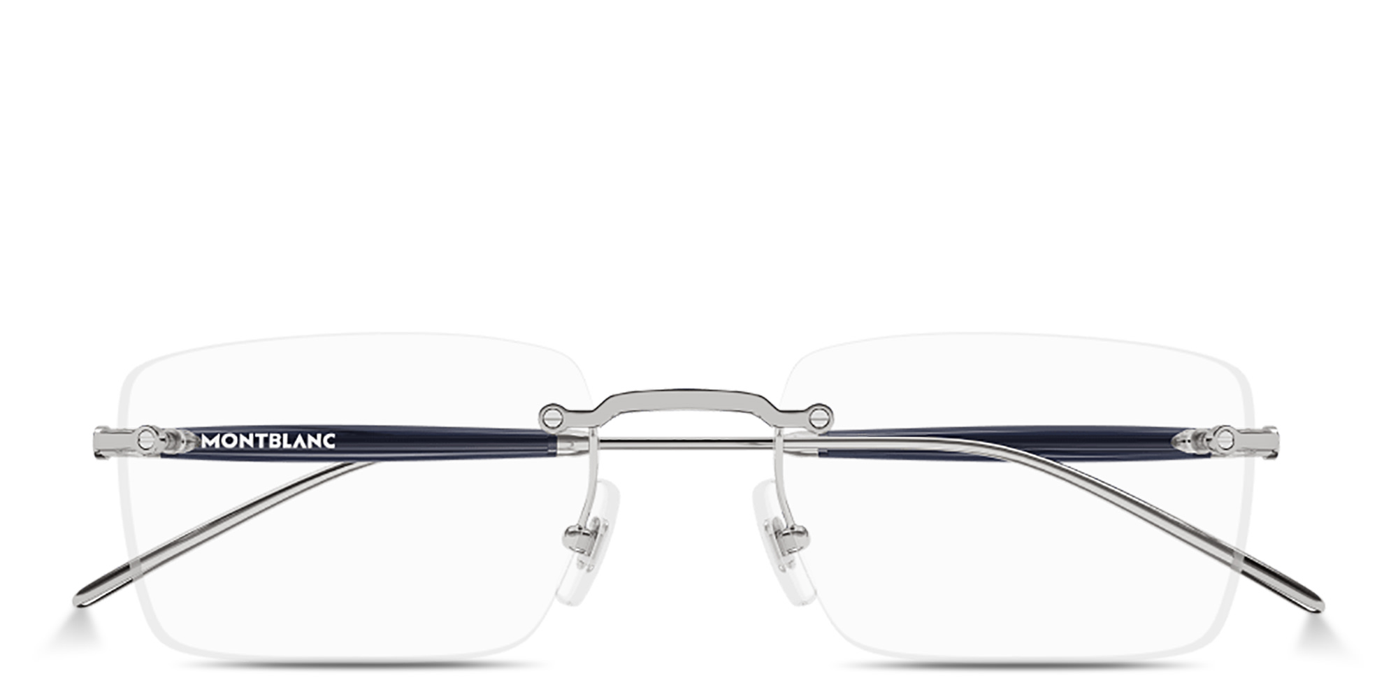 Shop MONTBLANC Snowcap Wide Rimless Rectangle Eyeglasses in Silver online.