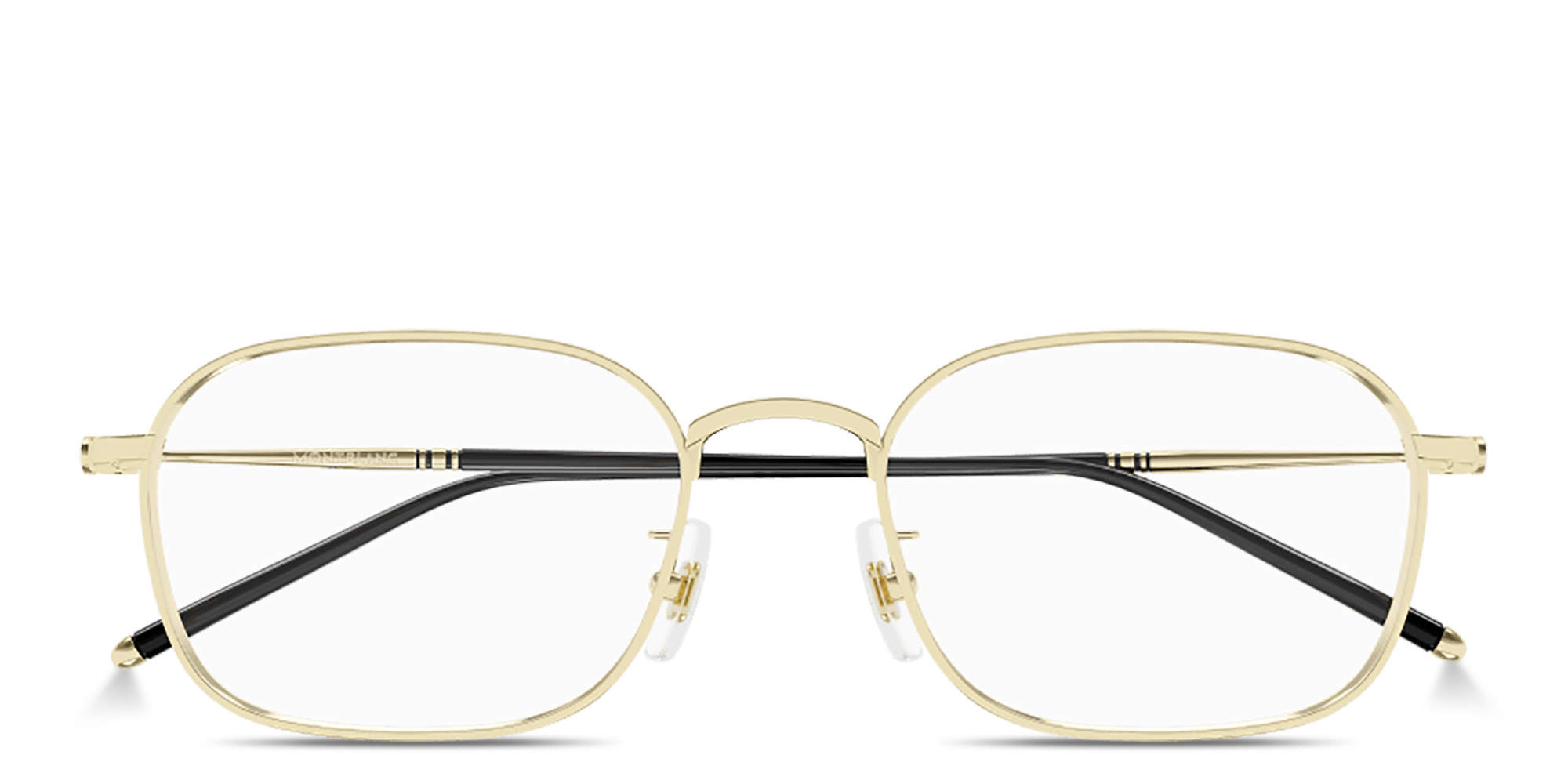Shop MONTBLANC Meisterstück Rectangle Eyeglasses in Gold online.