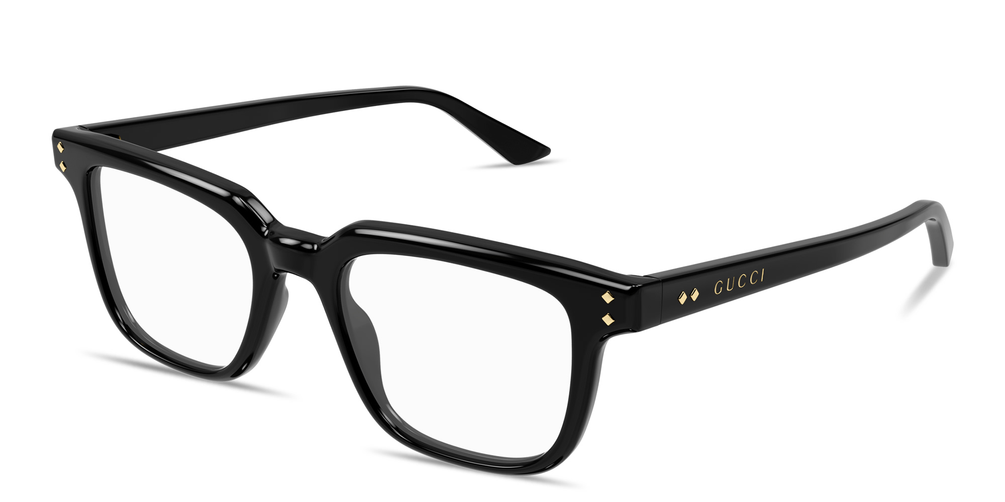 Shop GUCCI Logo Signature Square Eyeglasses in Black online.