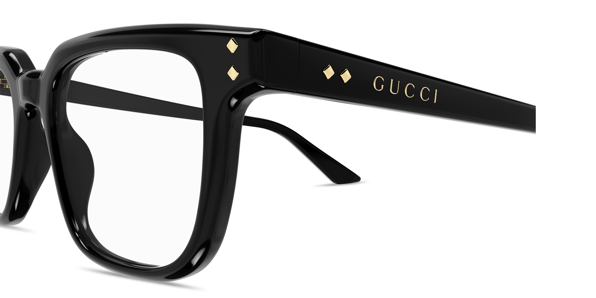 Shop GUCCI Logo Signature Square Eyeglasses in Black online.