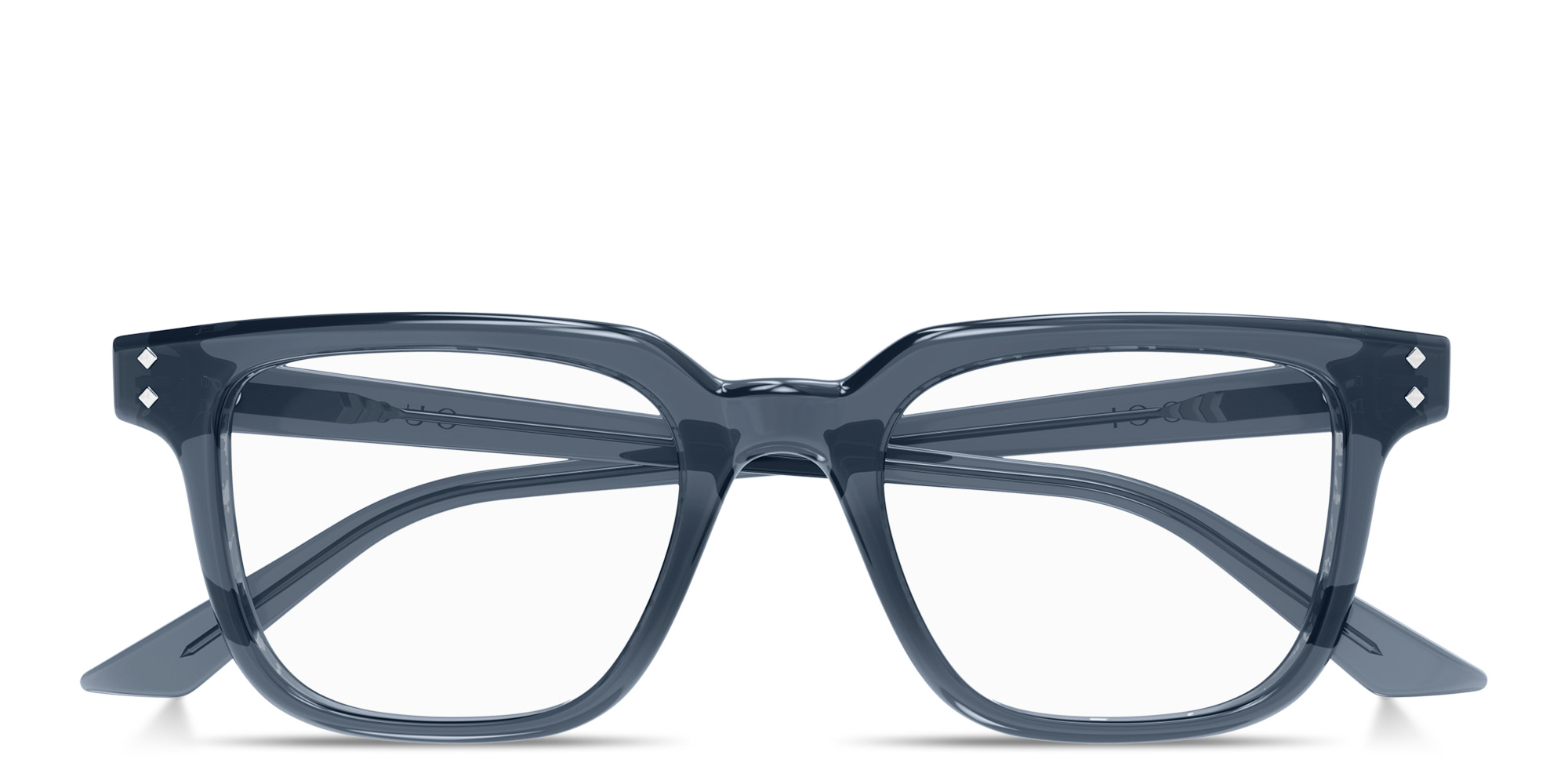 GUCCI Logo Signature Square Eyeglasses in Transparent Blue – Product Photo 1