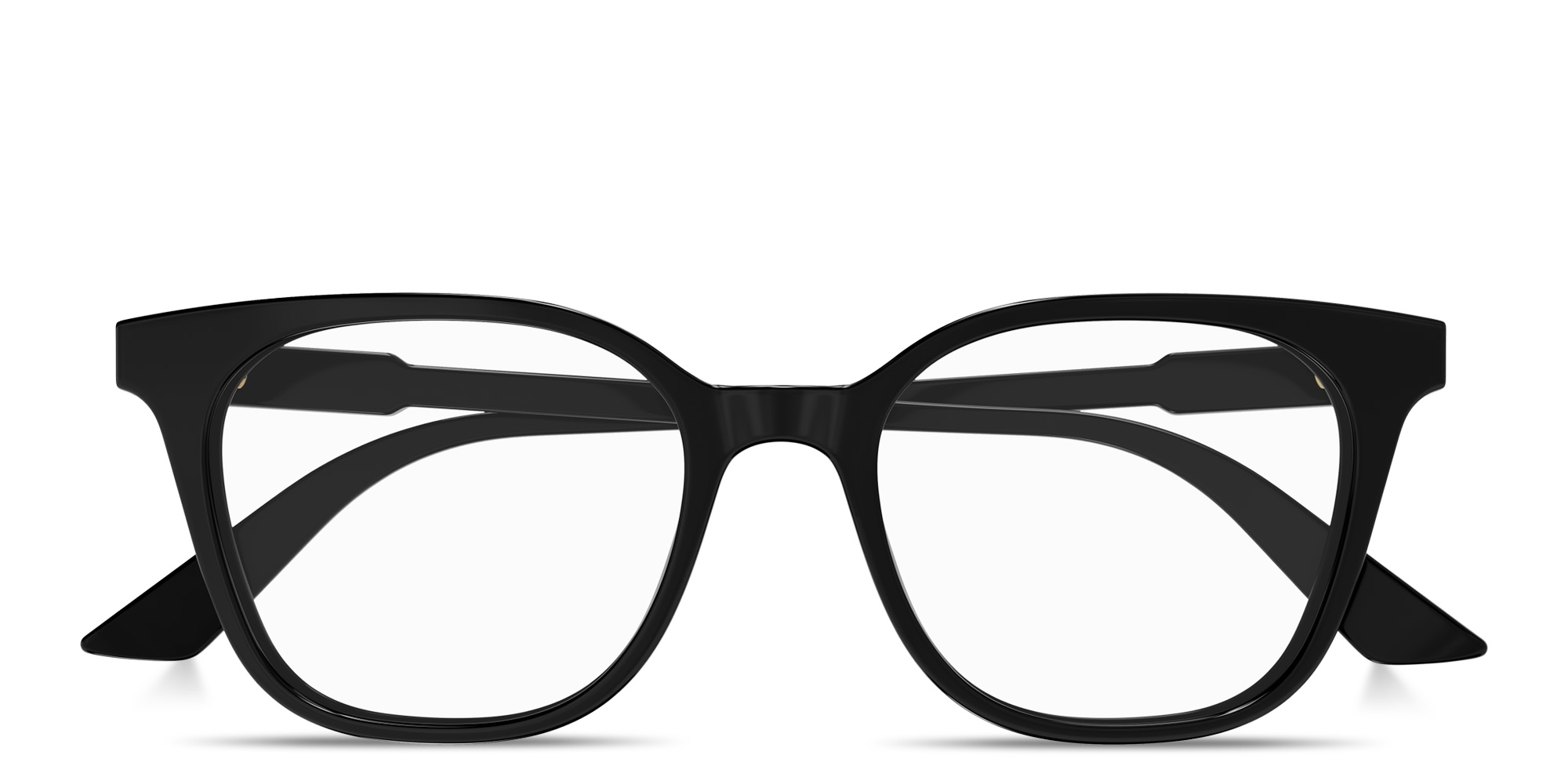 Shop GUCCI Logo Lettering Square Eyeglasses in Black online.