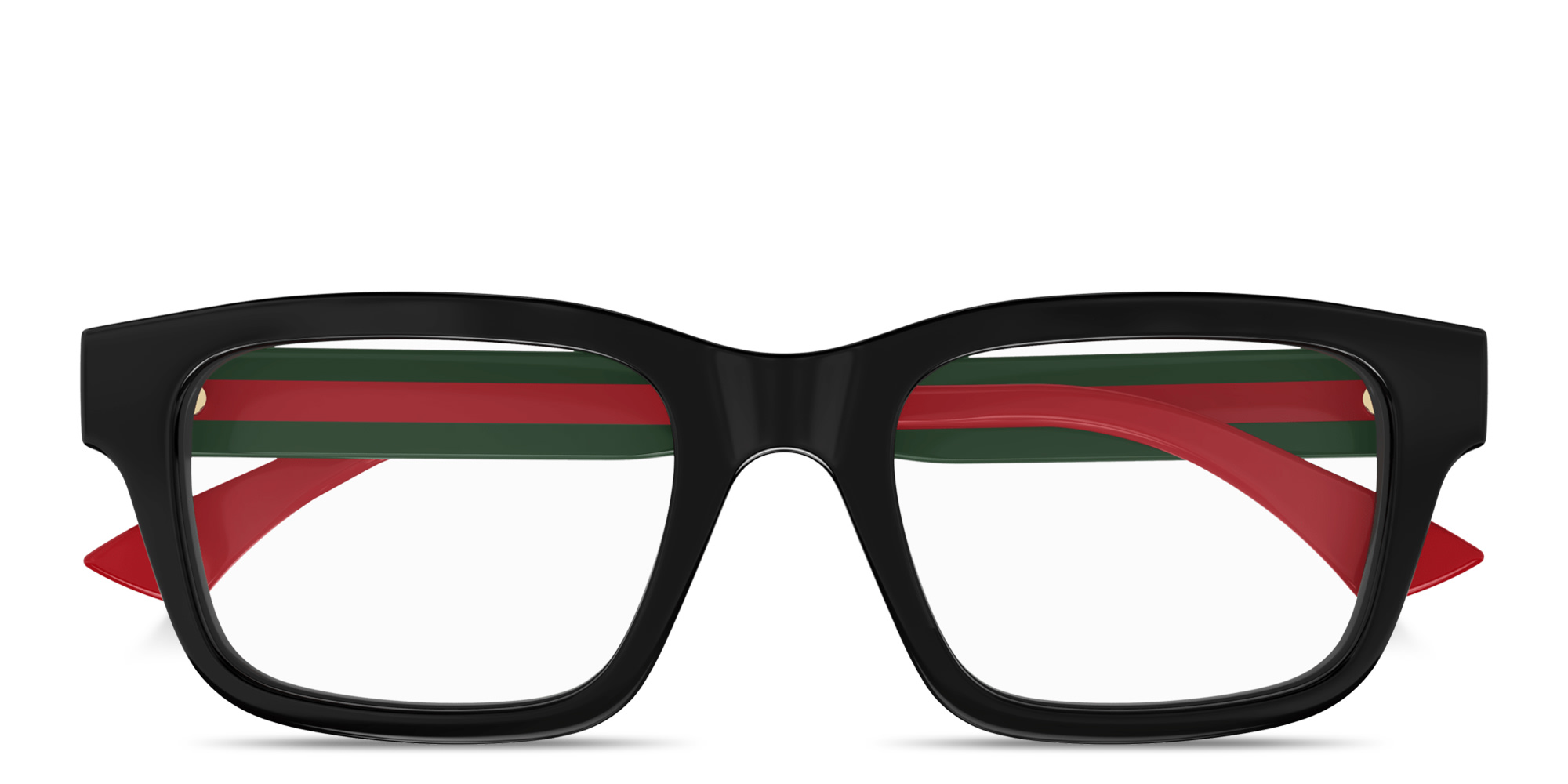 Shop GUCCI Web Unisex Rectangle Eyeglasses in Black online.