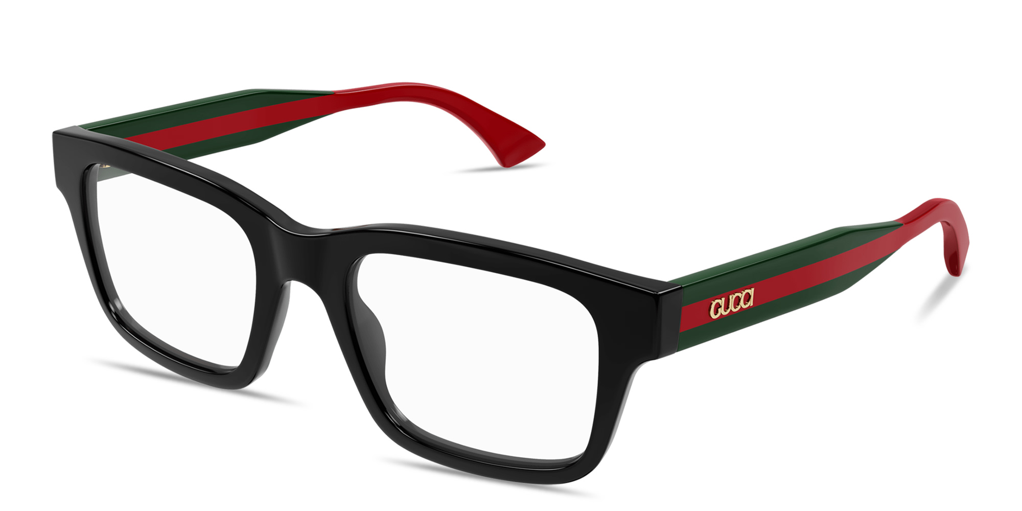 Shop GUCCI Web Unisex Rectangle Eyeglasses in Black online.