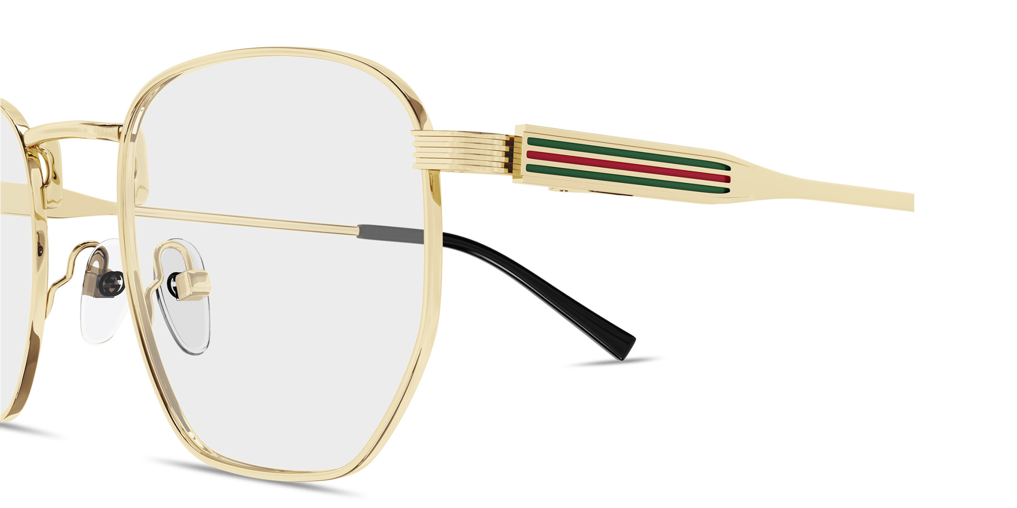 Shop GUCCI Web Irregular Eyeglasses in Gold online.