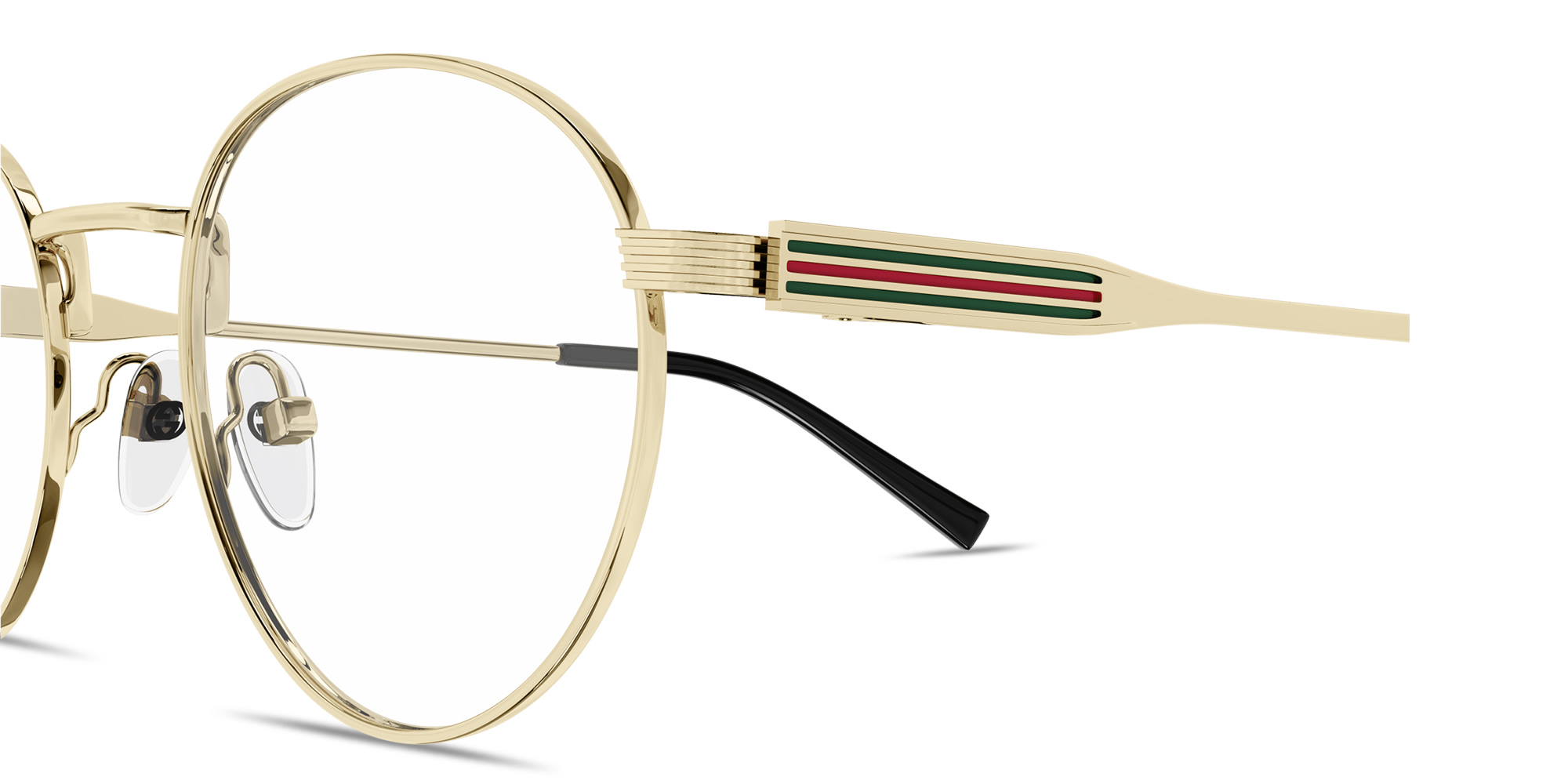 Shop GUCCI Web Panthos Eyeglasses in Gold online.