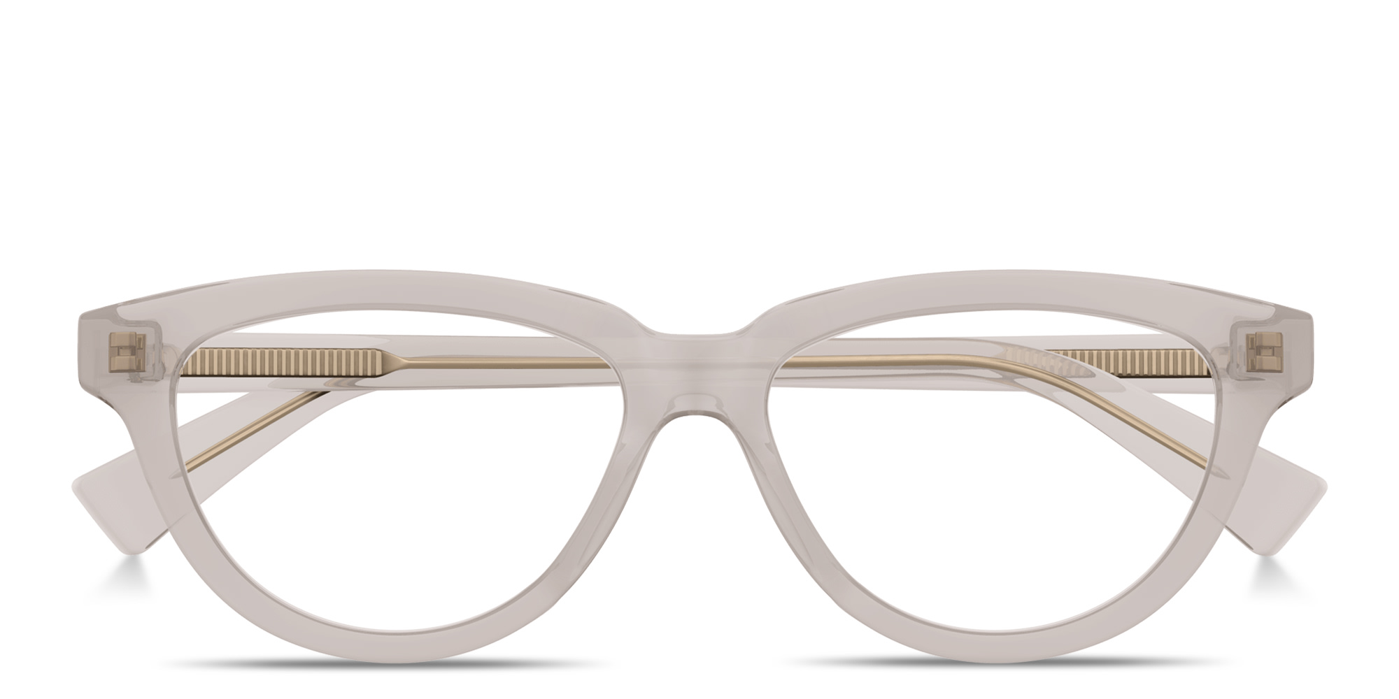 Shop BOTTEGA VENETA Triangle Stud Cat-Eye Eyeglasses in Transparent Taupe online.