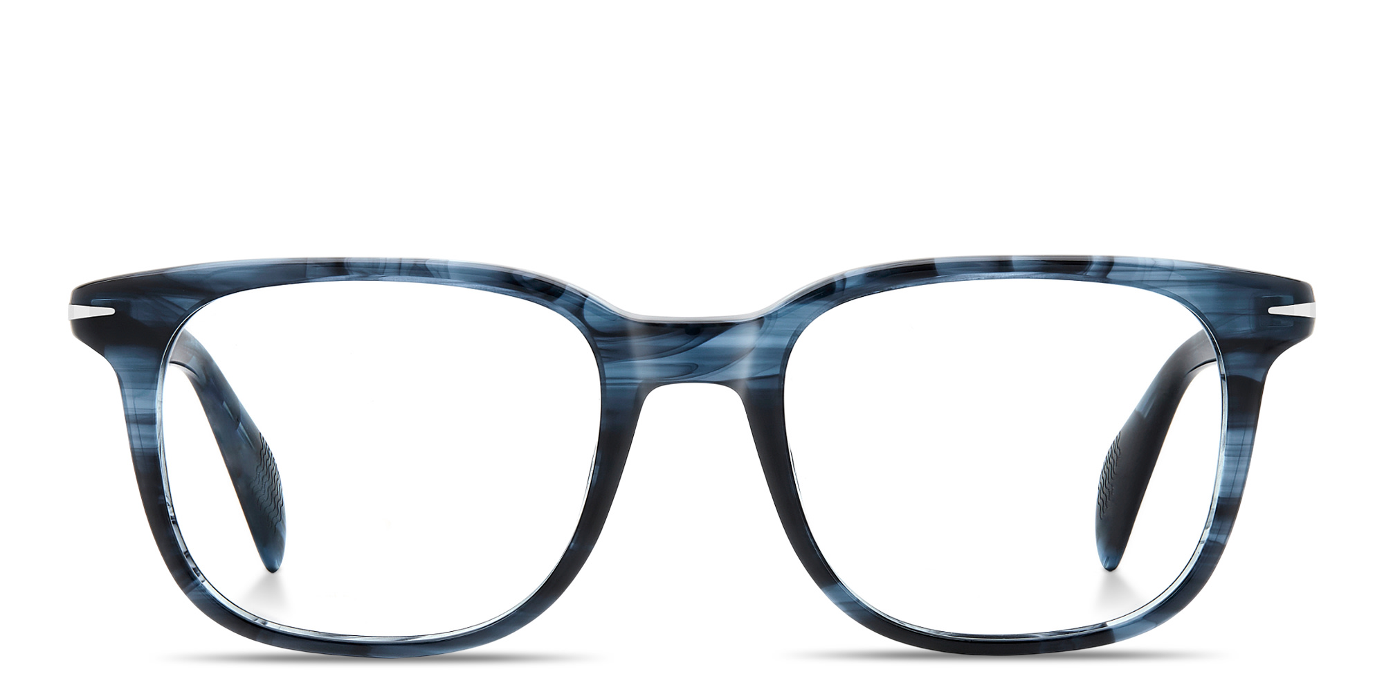 Shop DAVID BECKHAM Talisman Square Eyeglasses in Blue Horn online.