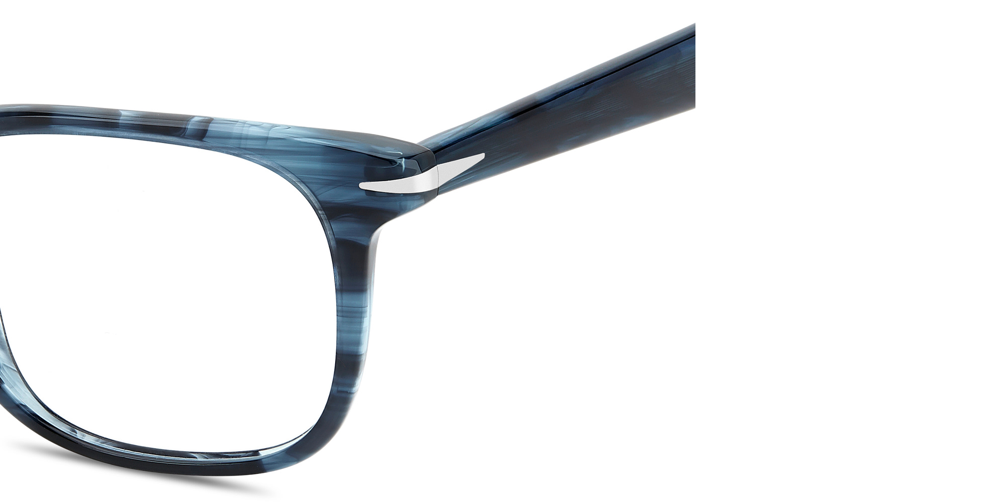 Shop DAVID BECKHAM Talisman Square Eyeglasses in Blue Horn online.