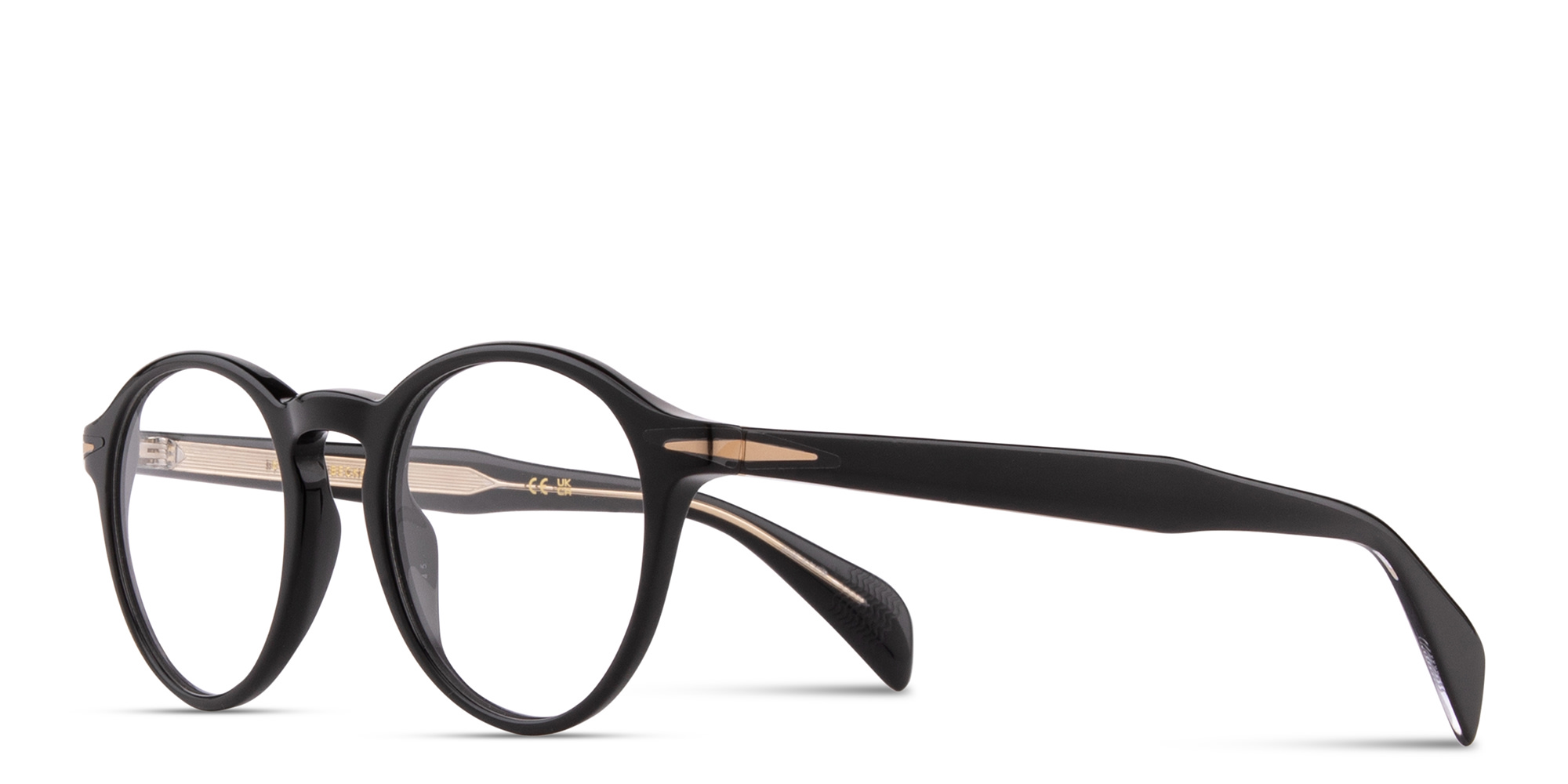 Shop DAVID BECKHAM Talisman Round Eyeglasses in Black online.