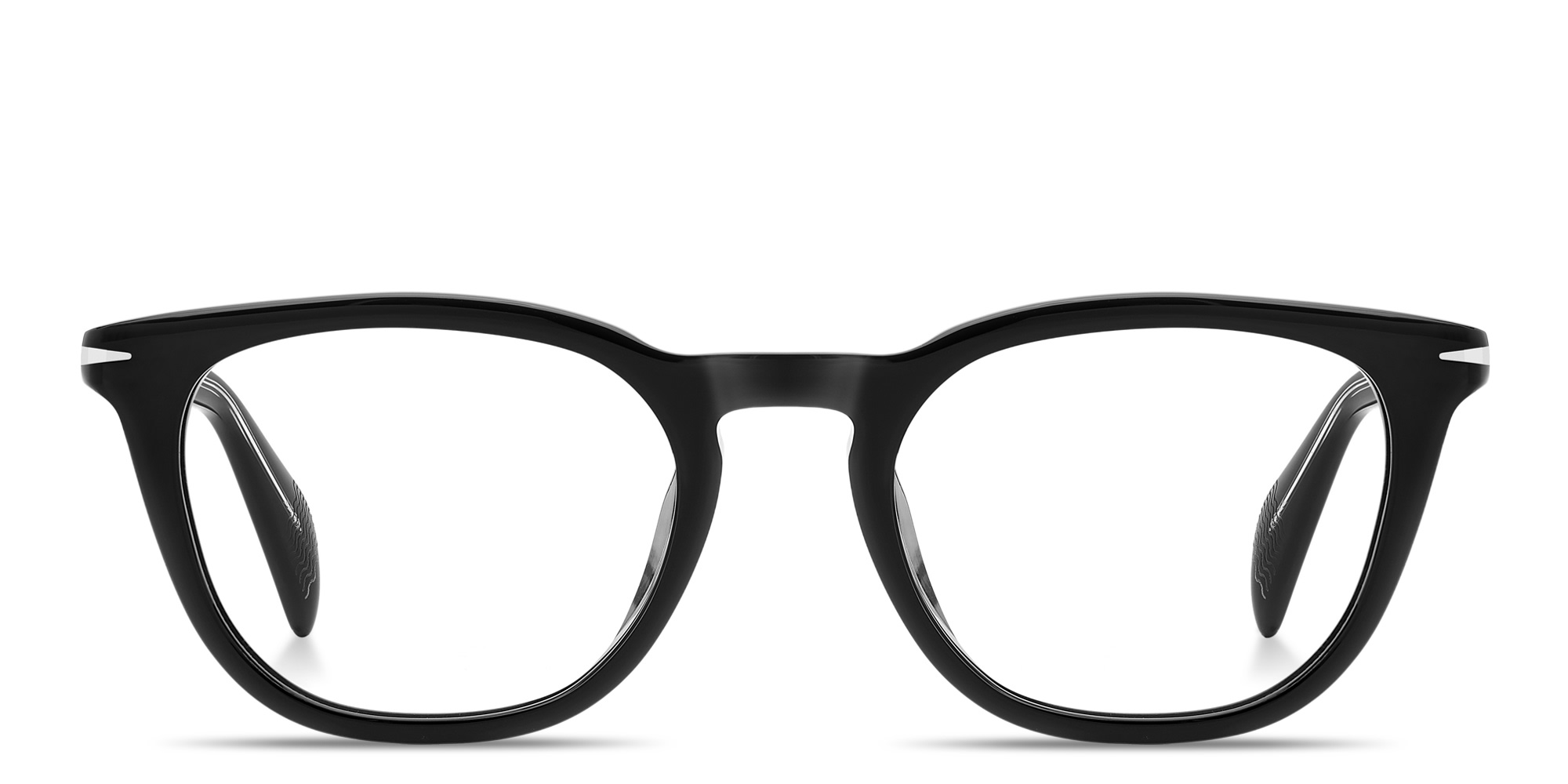 Shop DAVID BECKHAM Talisman Rectangle Eyeglasses in Black online.