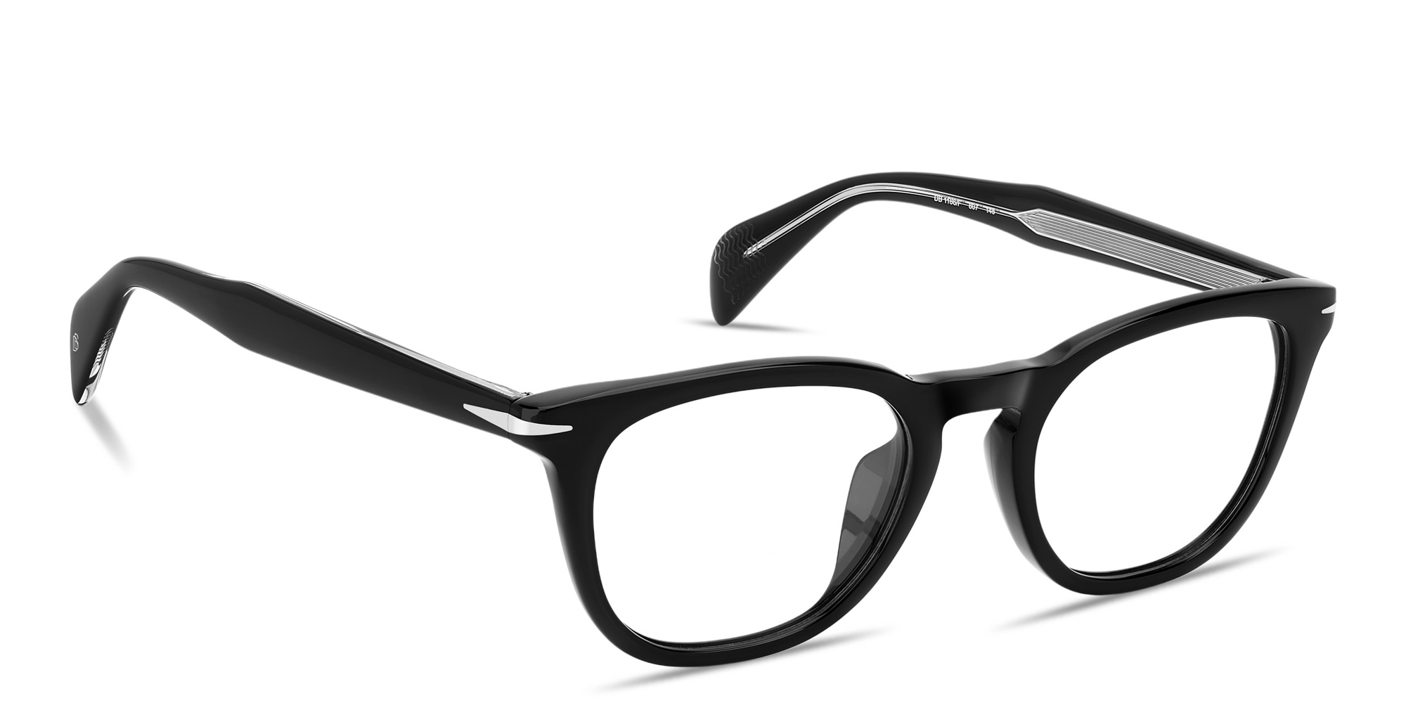 Shop DAVID BECKHAM Talisman Rectangle Eyeglasses in Black online.