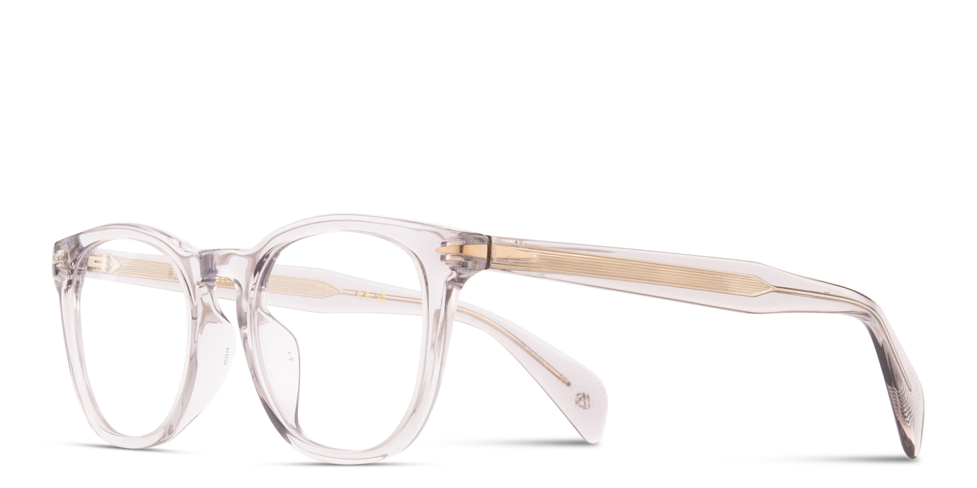 Shop DAVID BECKHAM Talisman Rectangle Eyeglasses in Transparent Grey online.